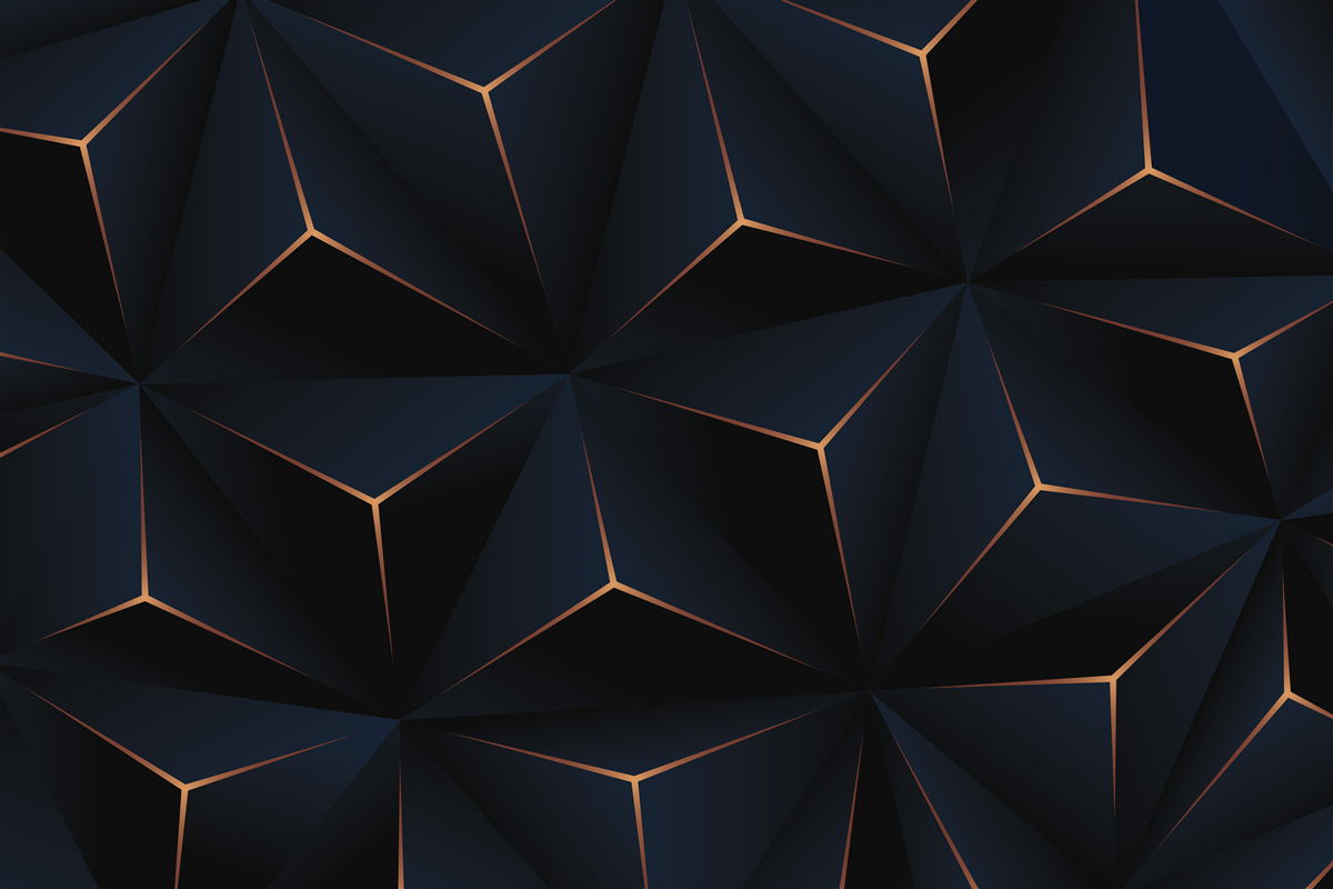 Fototapeta objemové čierne pyramídy so zlatými okrajmi