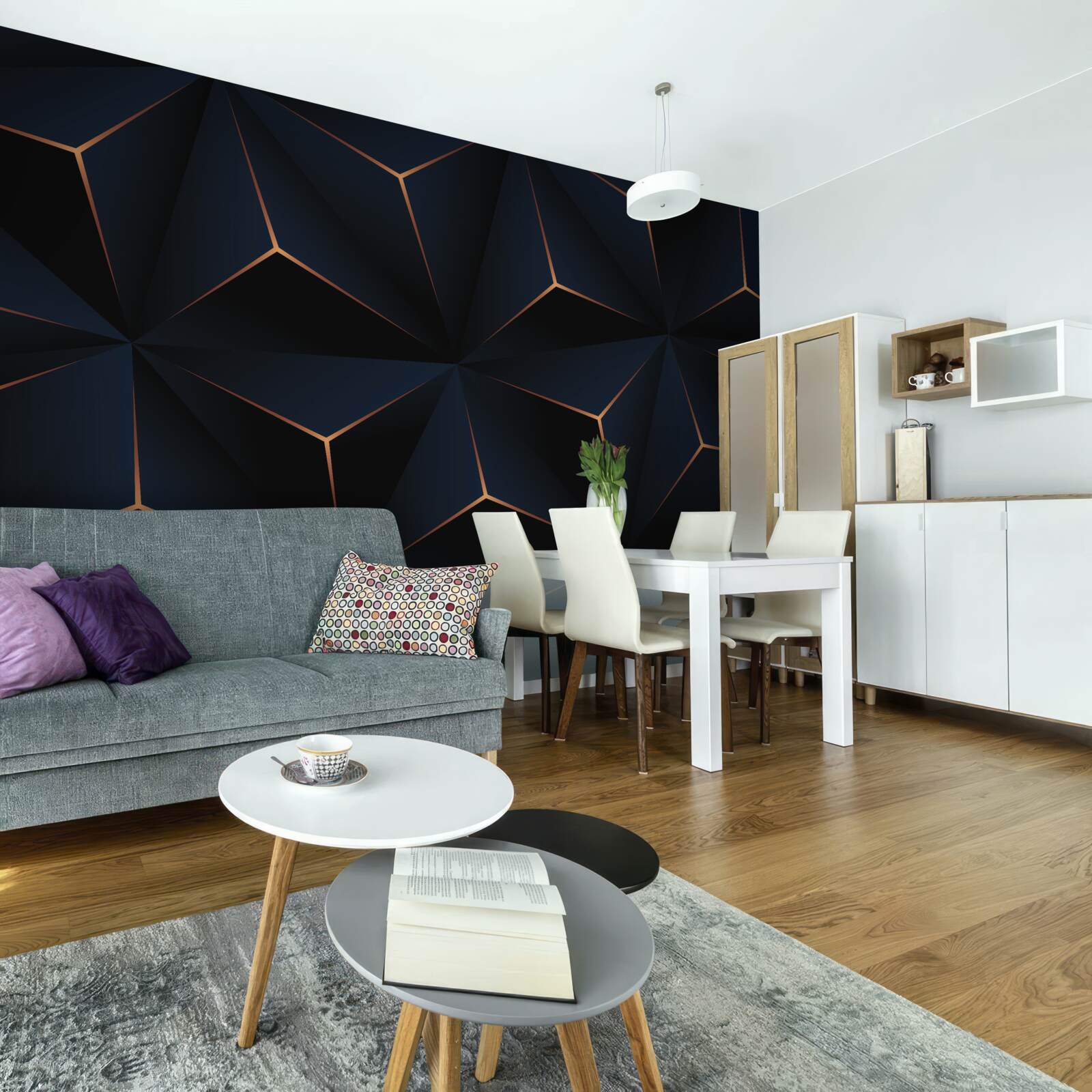 Fototapeta objemové čierne pyramídy so zlatými okrajmi