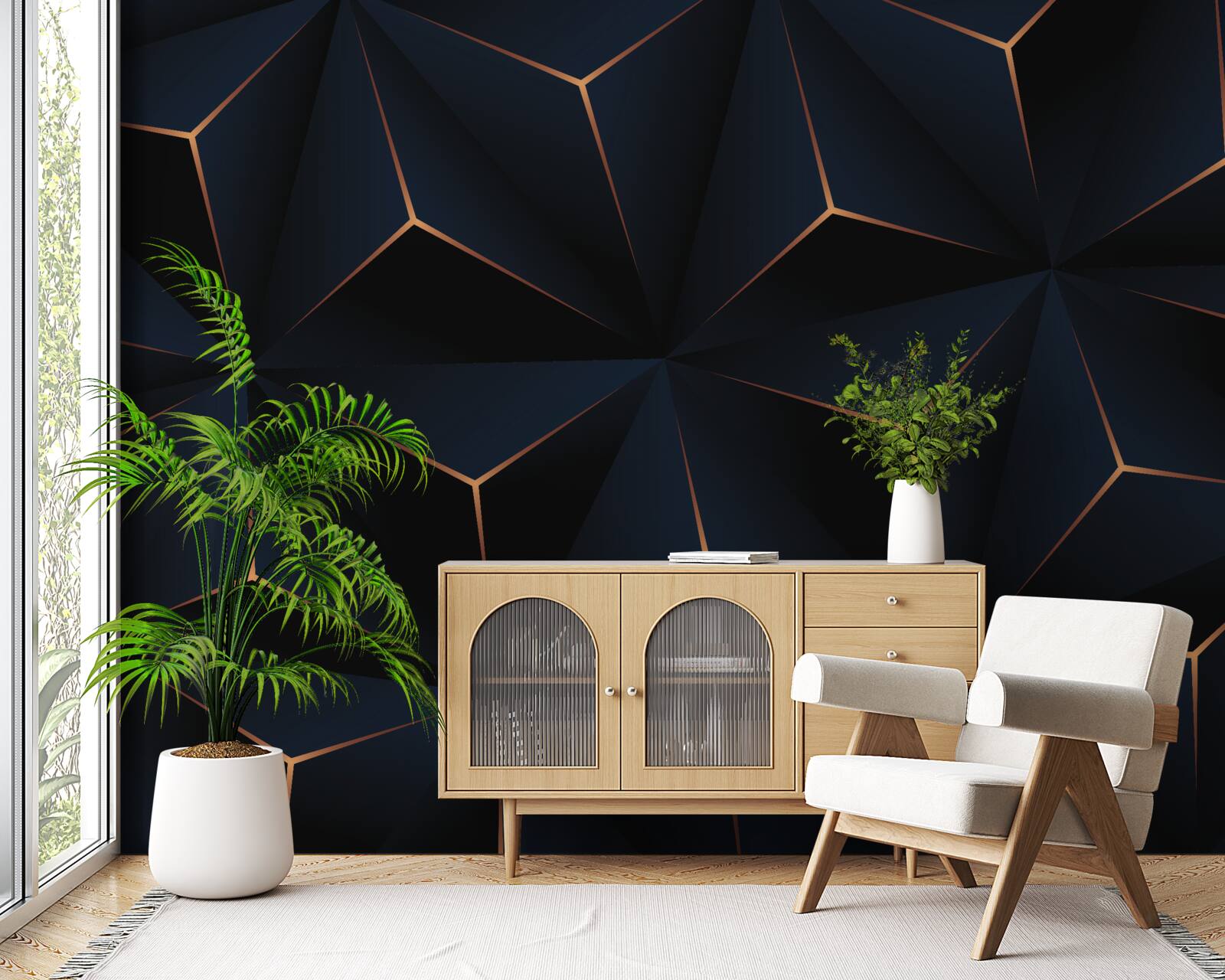 Fototapeta objemové čierne pyramídy so zlatými okrajmi