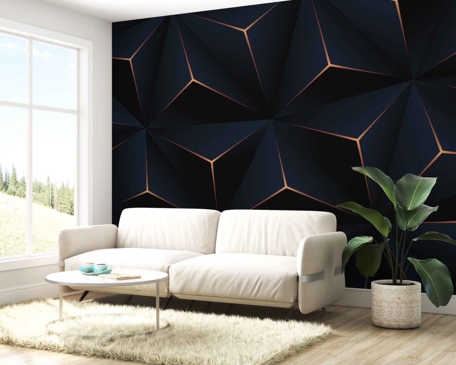 Fototapeta objemové čierne pyramídy so zlatými okrajmi