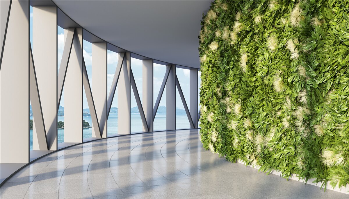 Fototapeta svetlozelená otočná chodba