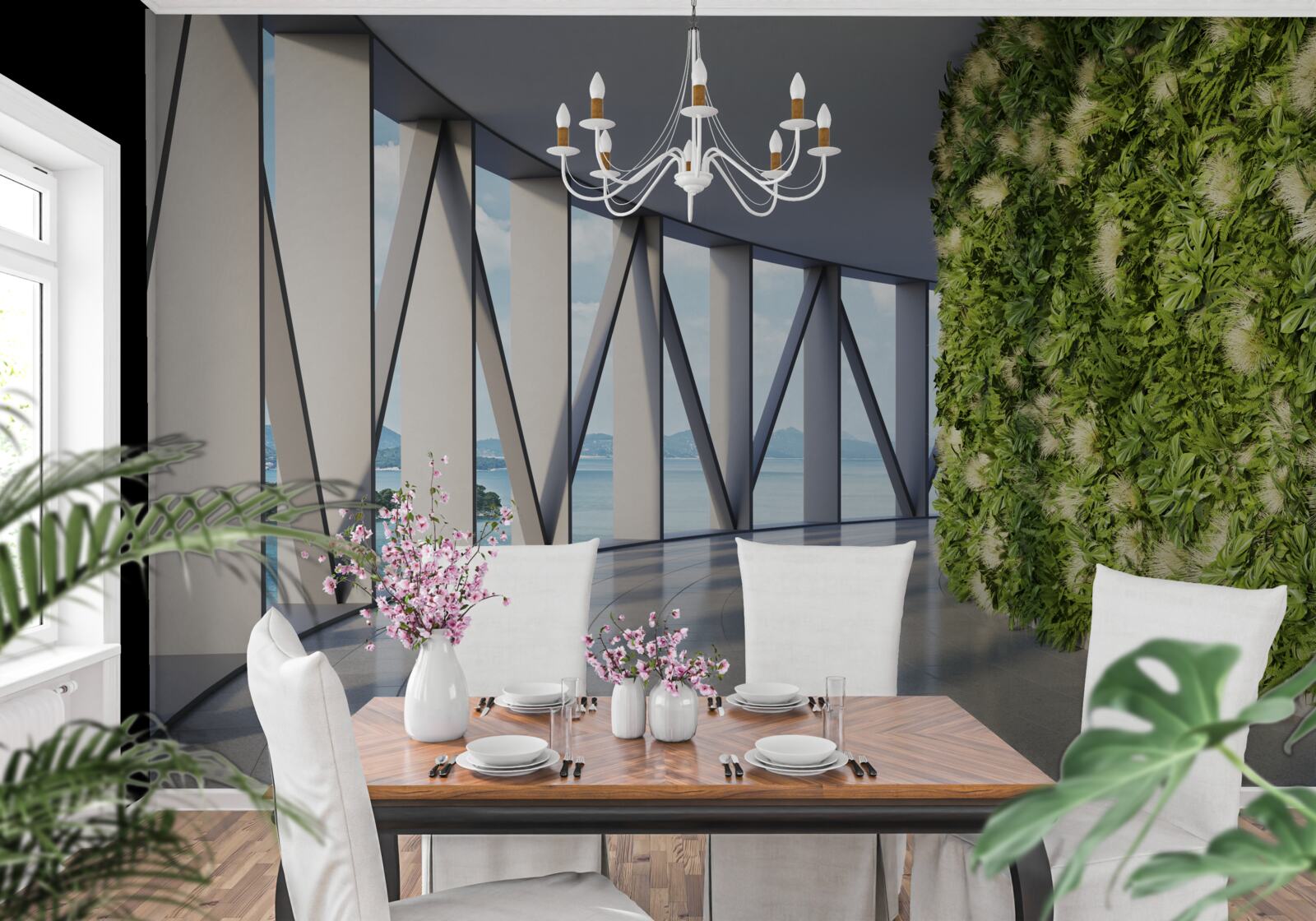 Fototapeta svetlozelená otočná chodba