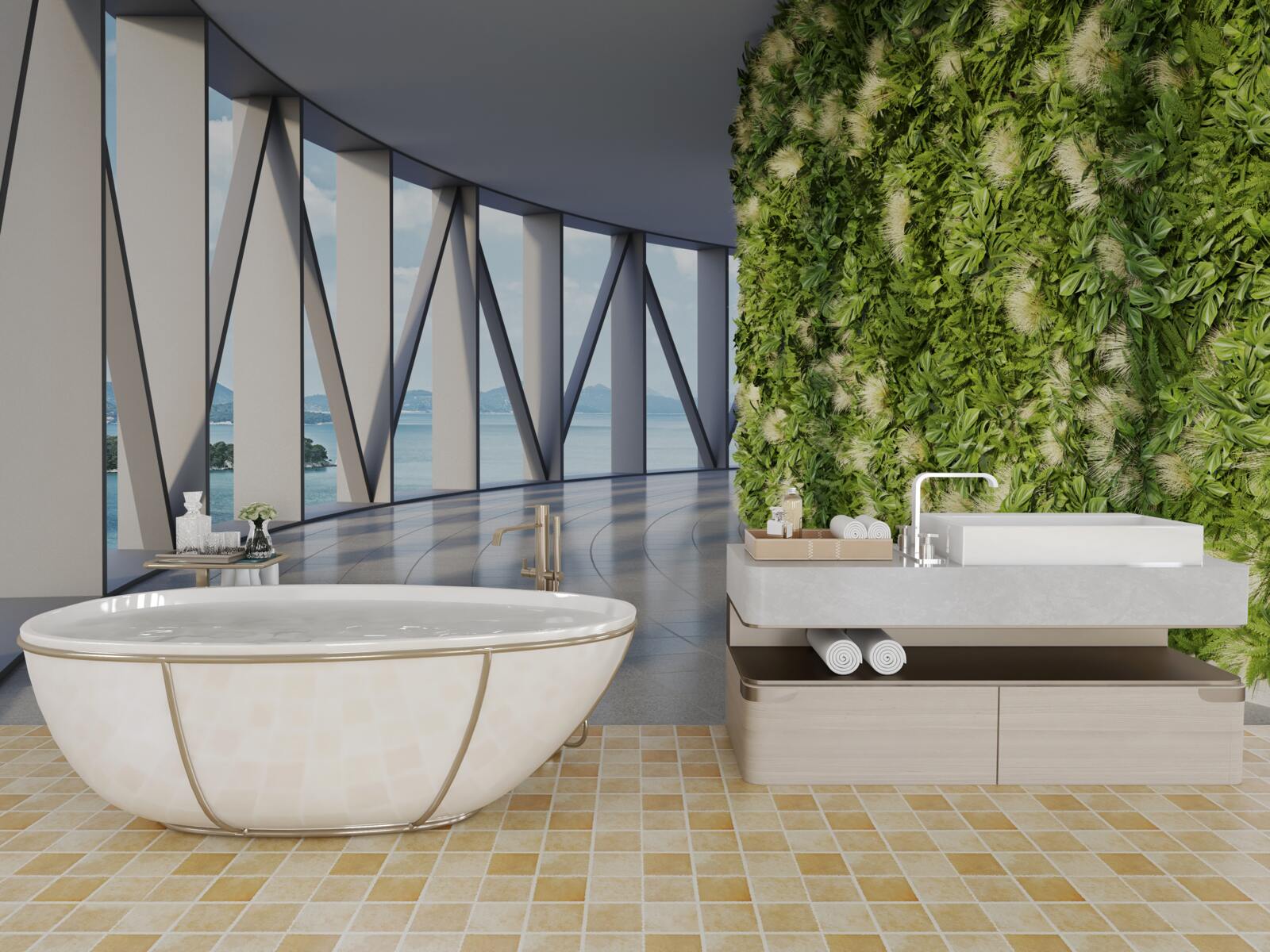 Fototapeta svetlozelená otočná chodba