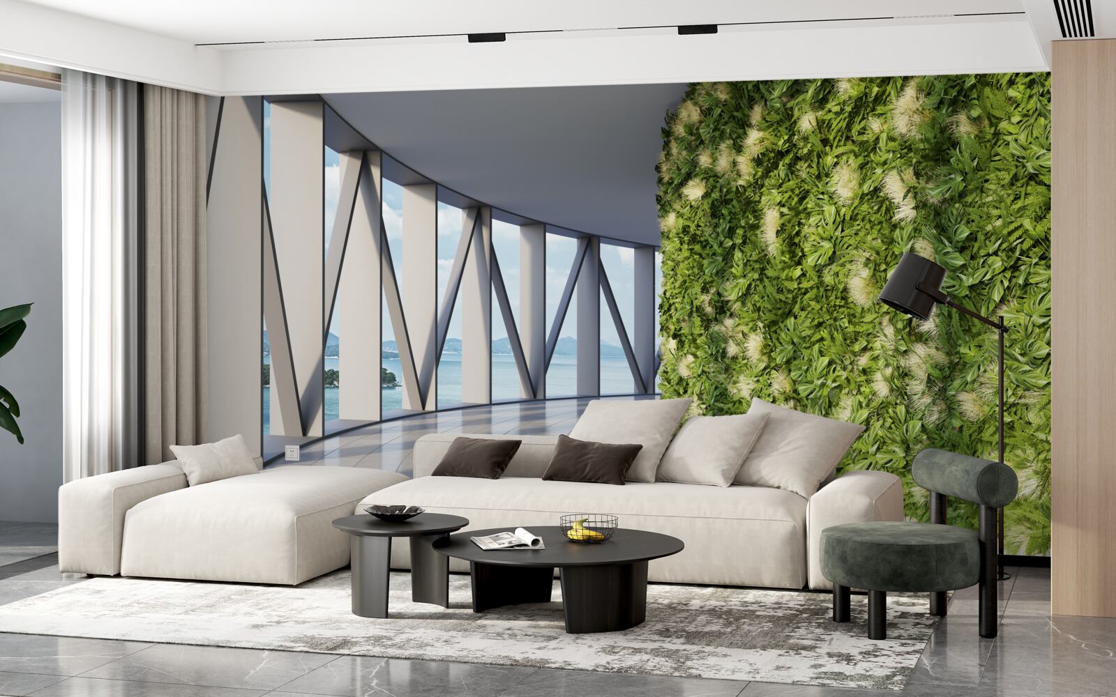 Fototapeta svetlozelená otočná chodba