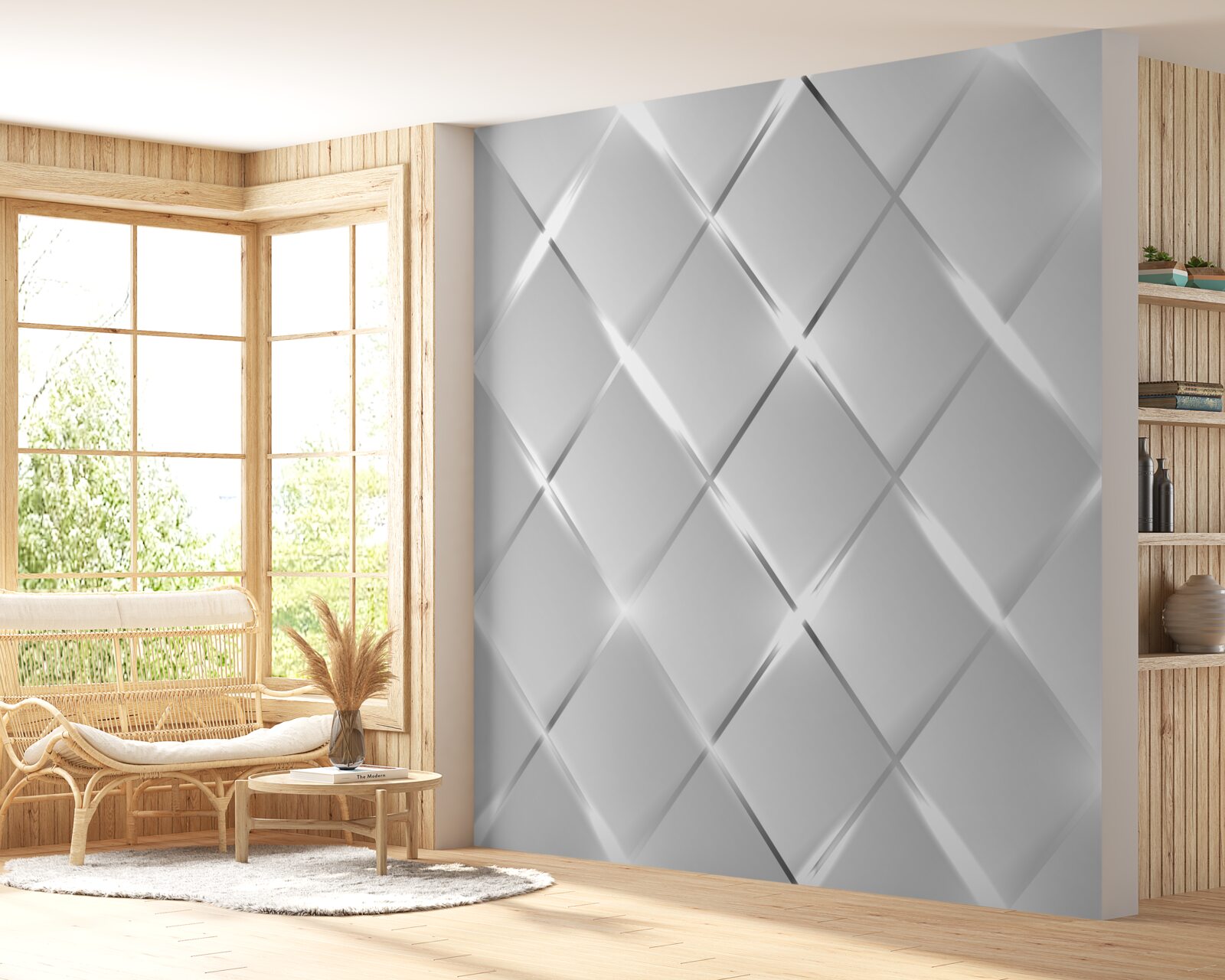 Fototapeta vzor v tvare diamantu so striebornými obrysmi