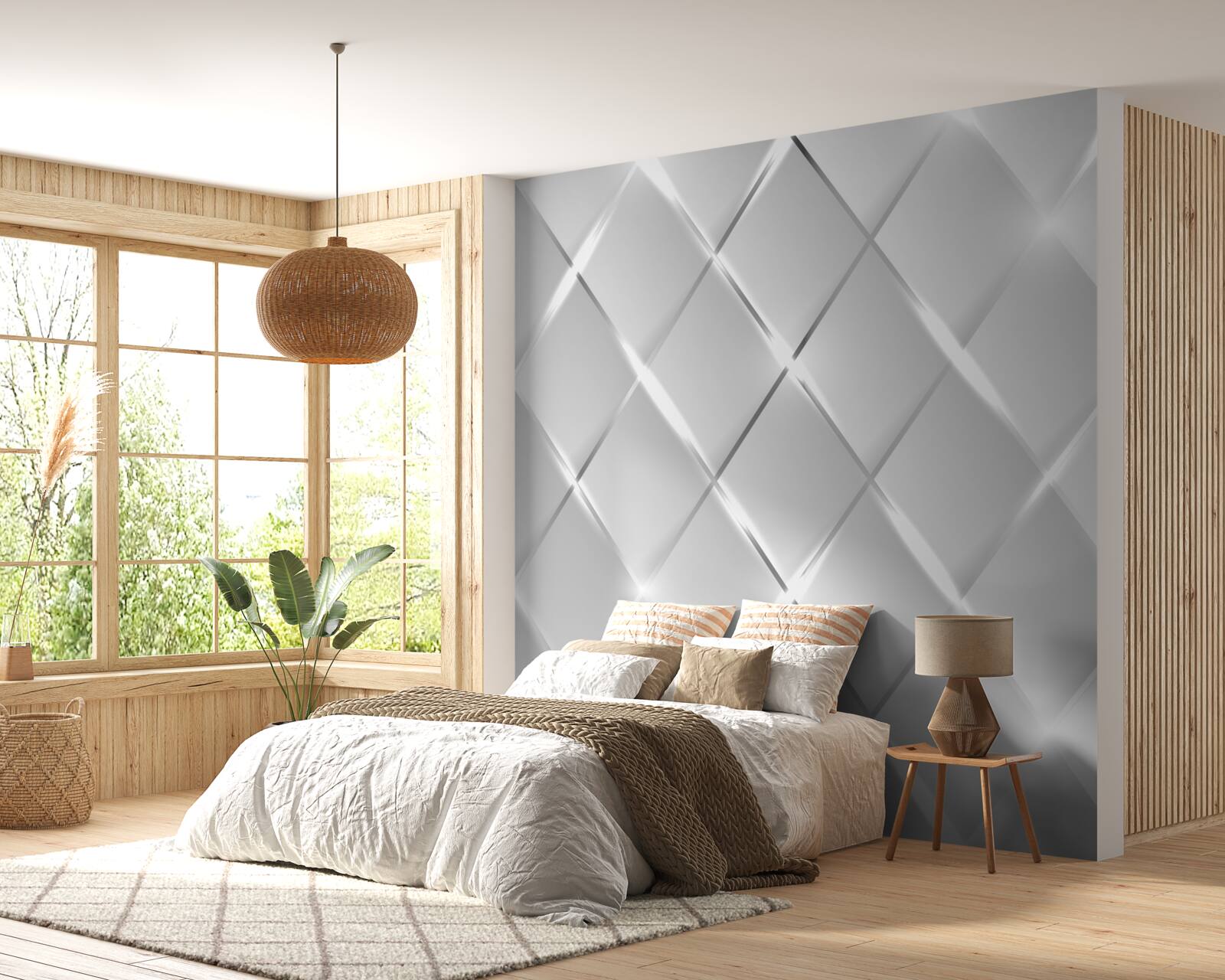 Fototapeta vzor v tvare diamantu so striebornými obrysmi