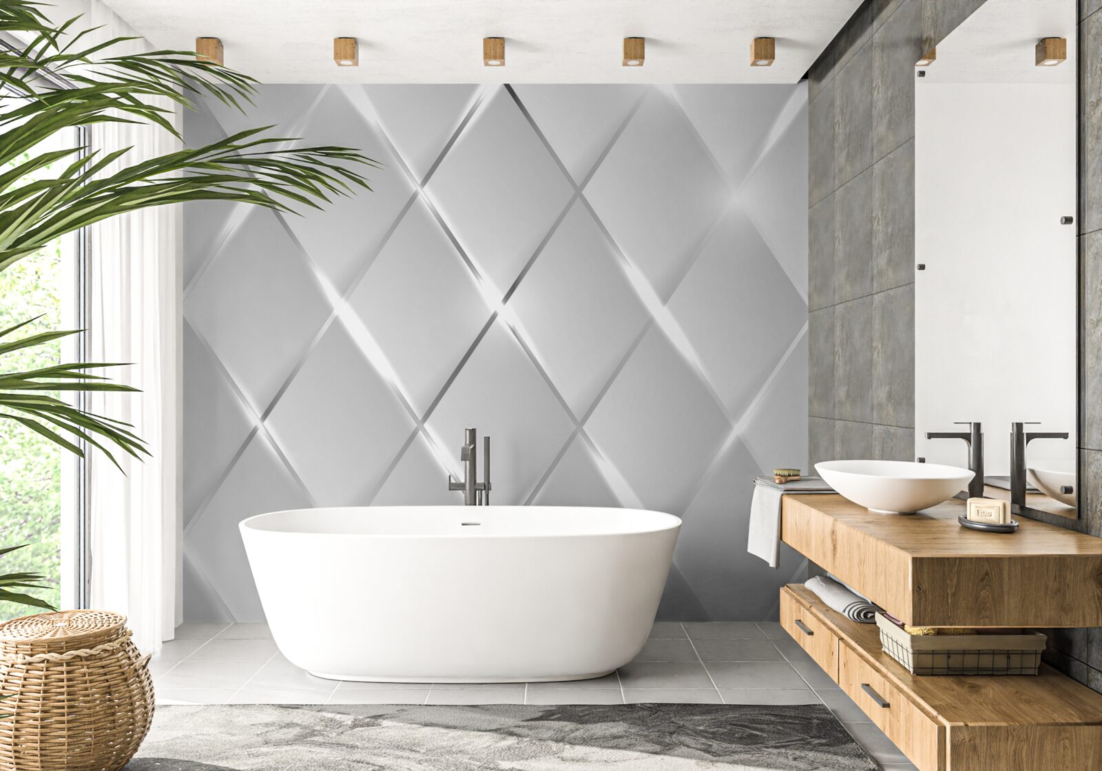 Fototapeta vzor v tvare diamantu so striebornými obrysmi