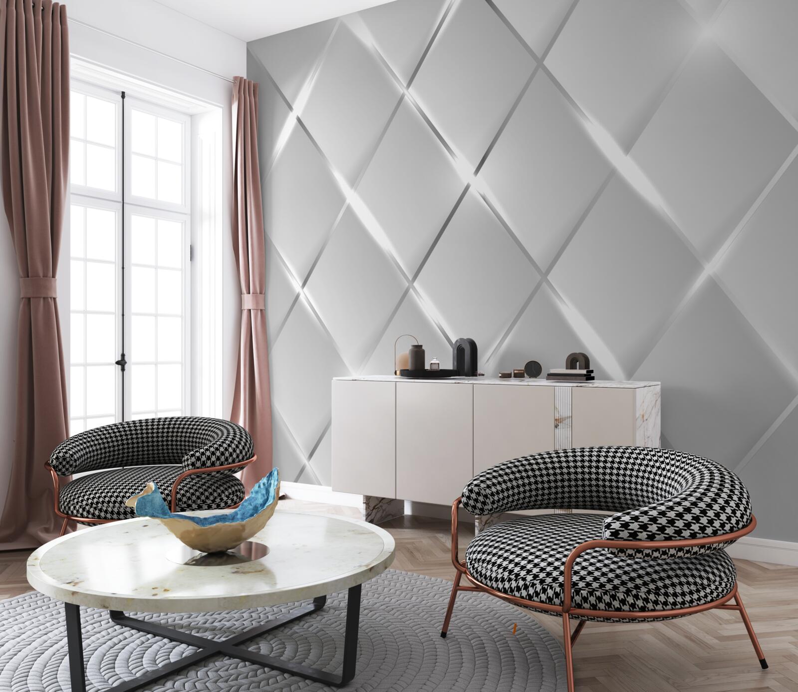 Fototapeta vzor v tvare diamantu so striebornými obrysmi