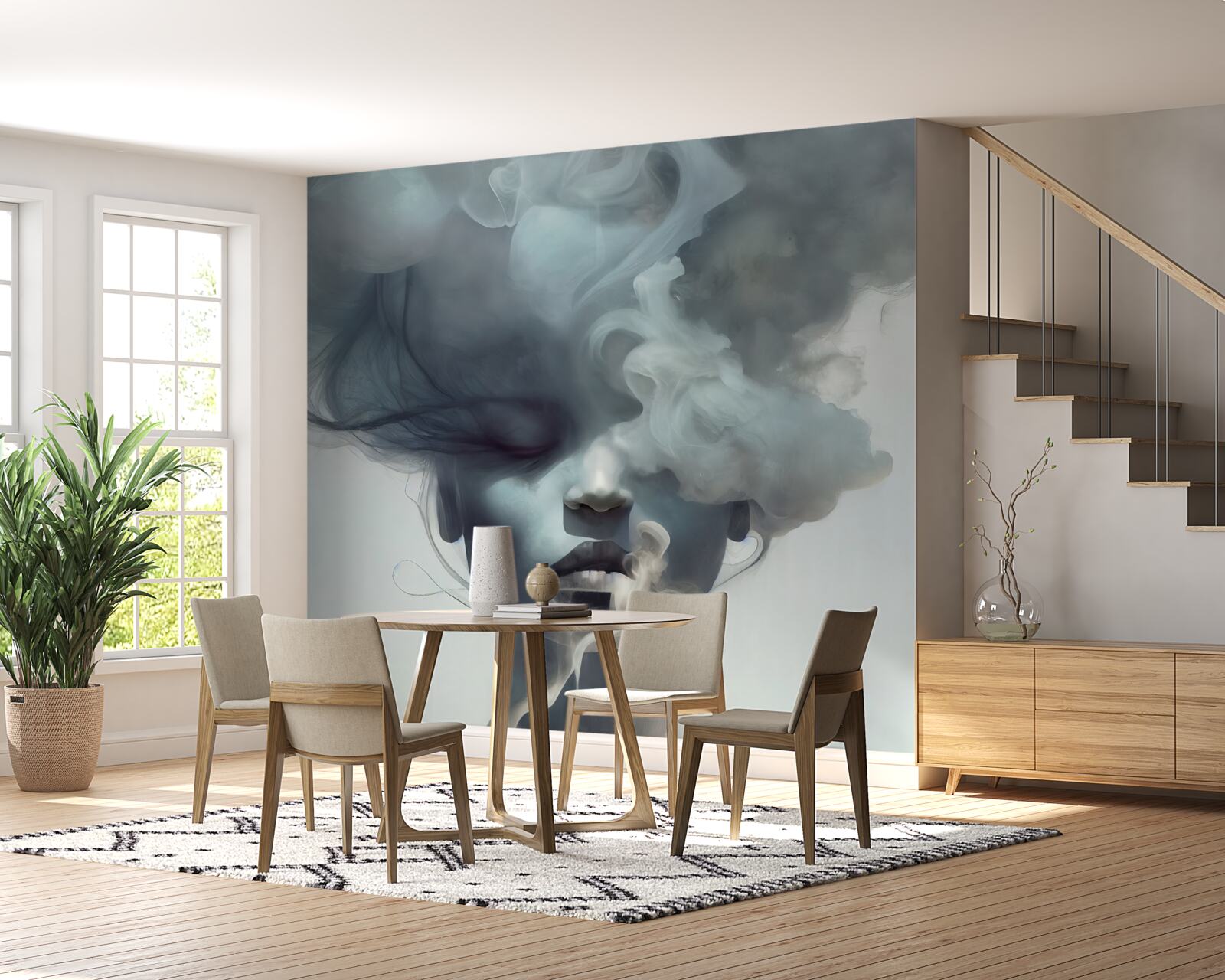 Fototapeta žena v šedej hmle