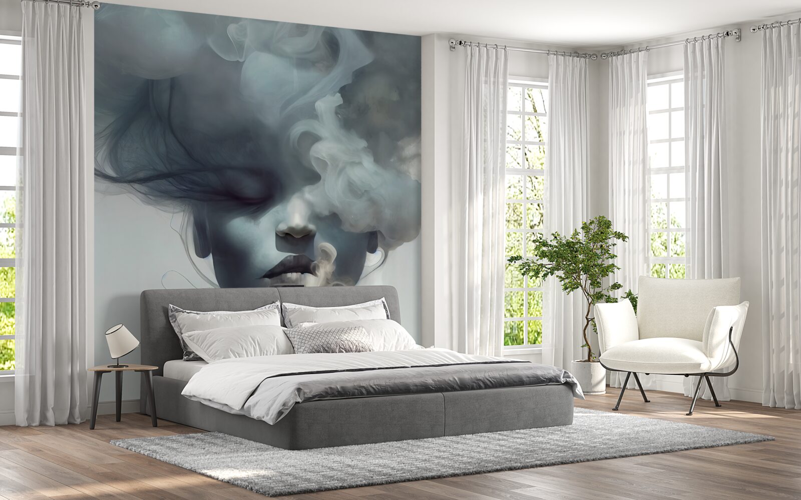 Fototapeta žena v šedej hmle