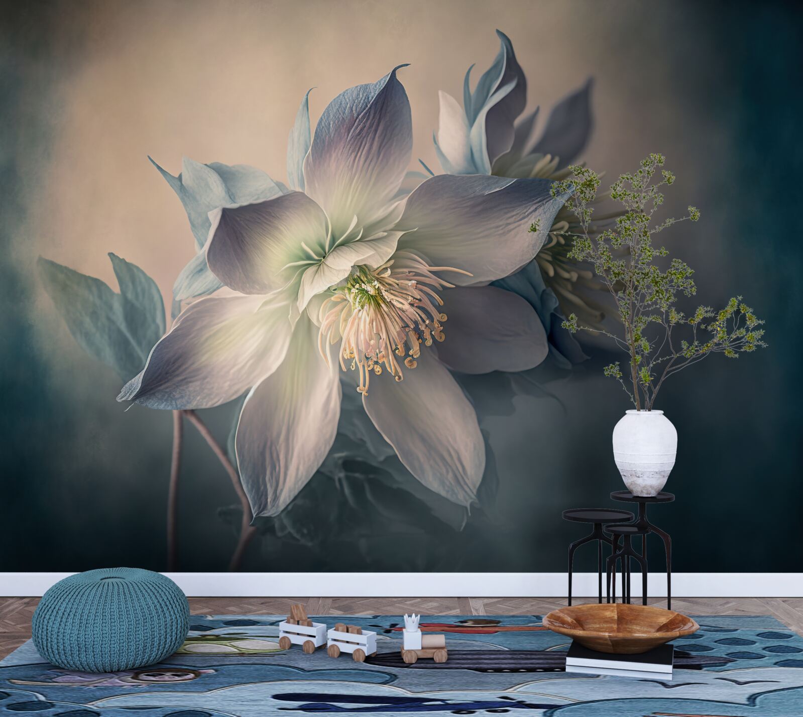 Fototapeta jemný donut v odtieňoch bielej a modrej