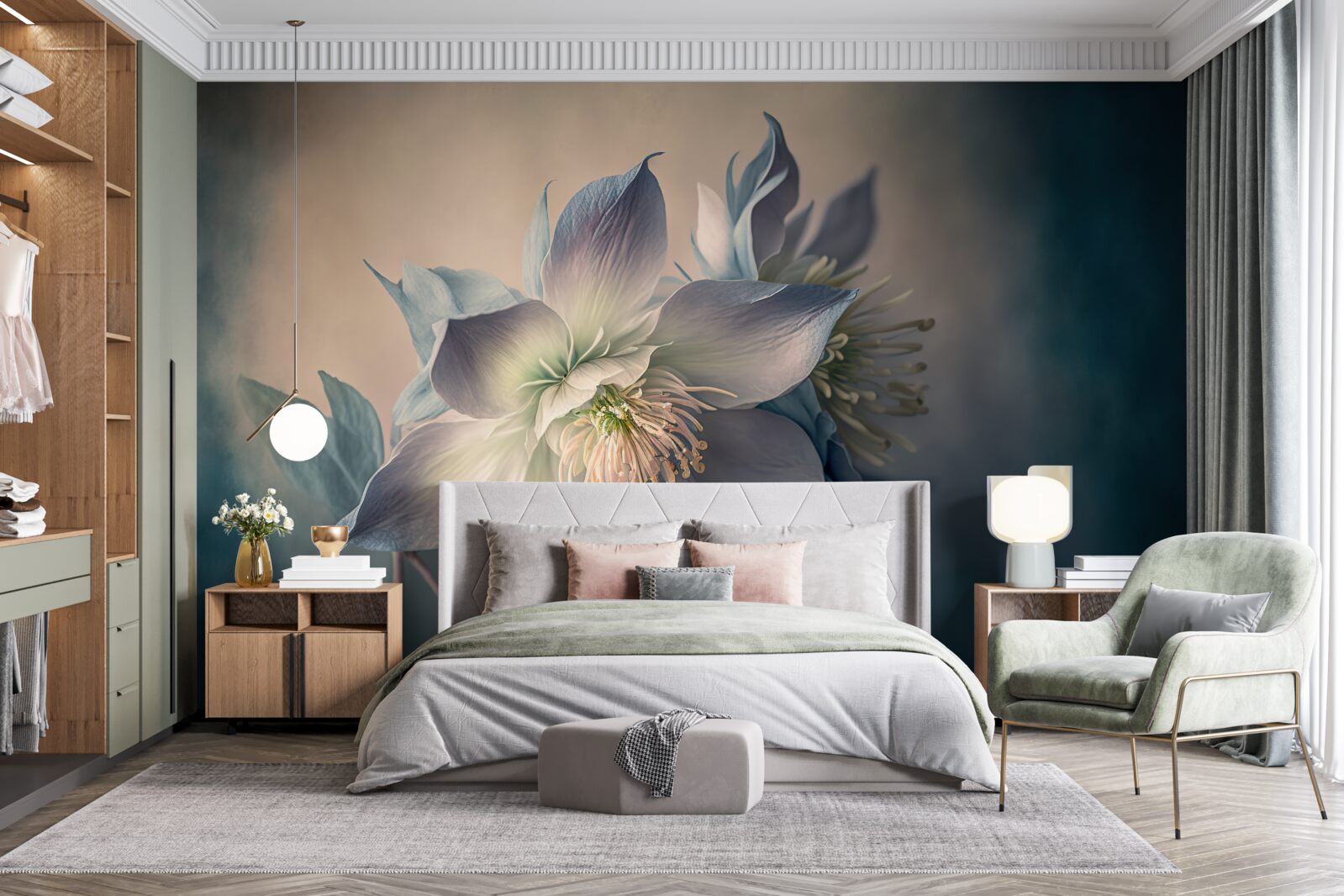 Fototapeta jemný donut v odtieňoch bielej a modrej