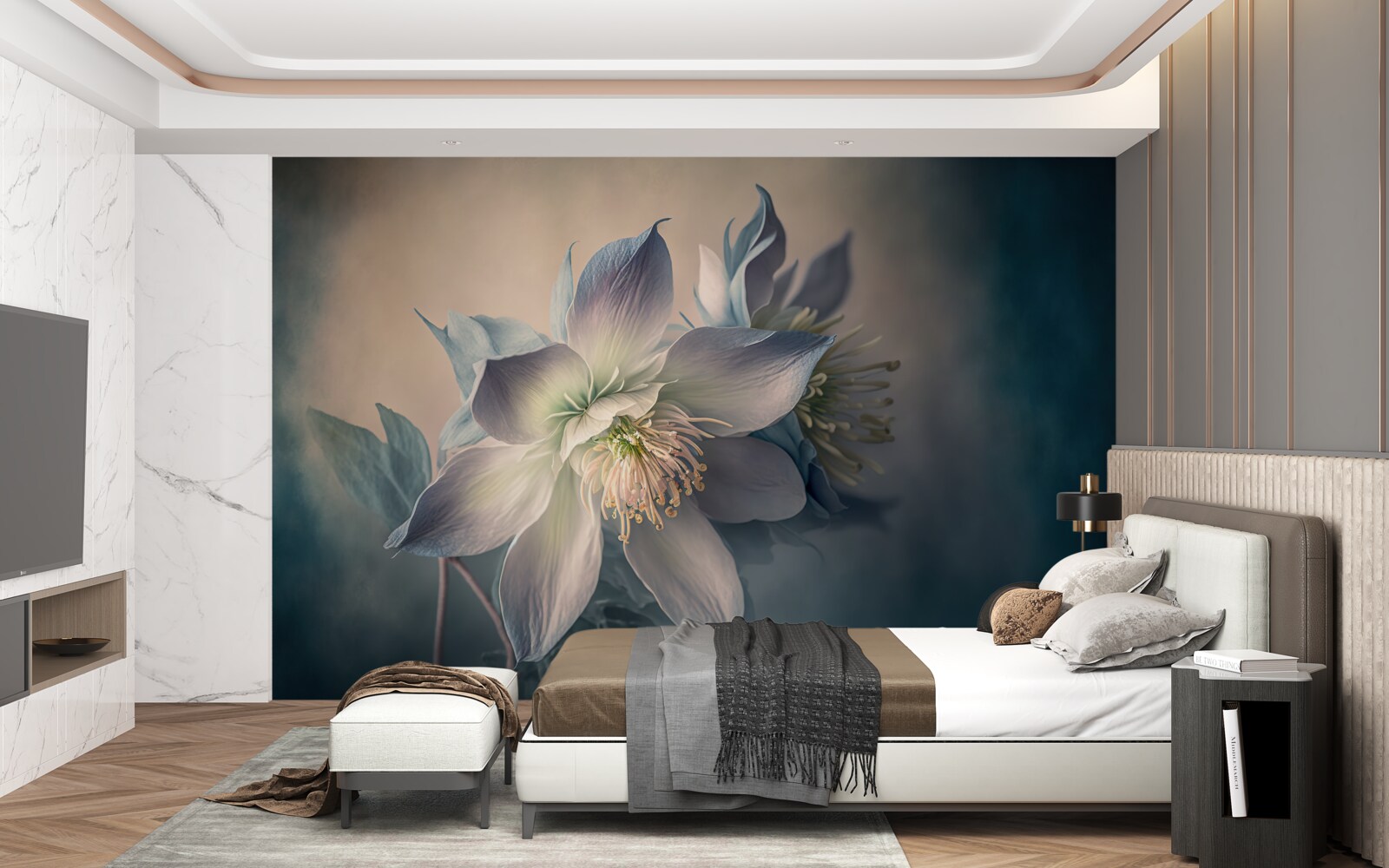 Fototapeta jemný donut v odtieňoch bielej a modrej