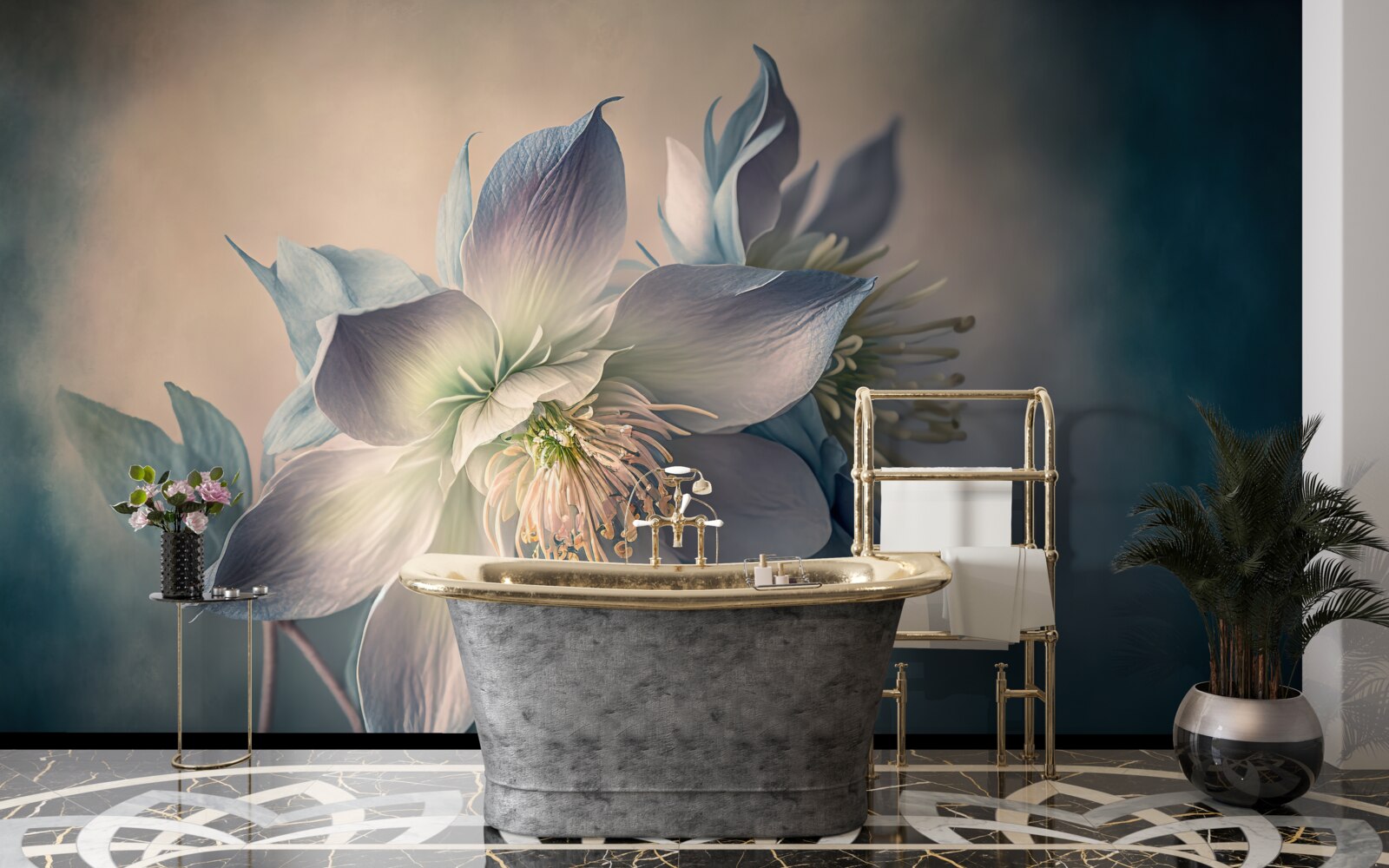 Fototapeta jemný donut v odtieňoch bielej a modrej