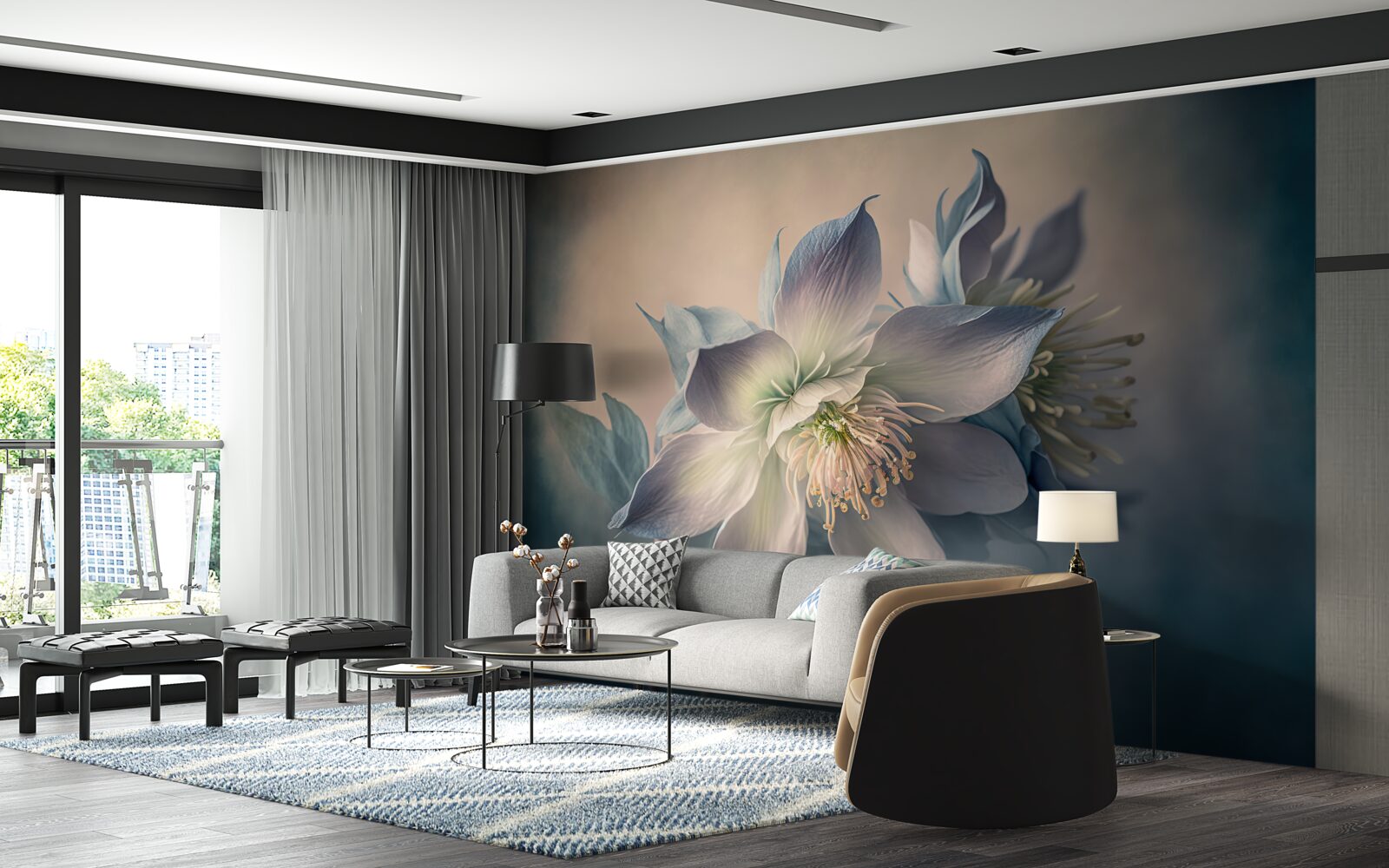 Fototapeta jemný donut v odtieňoch bielej a modrej