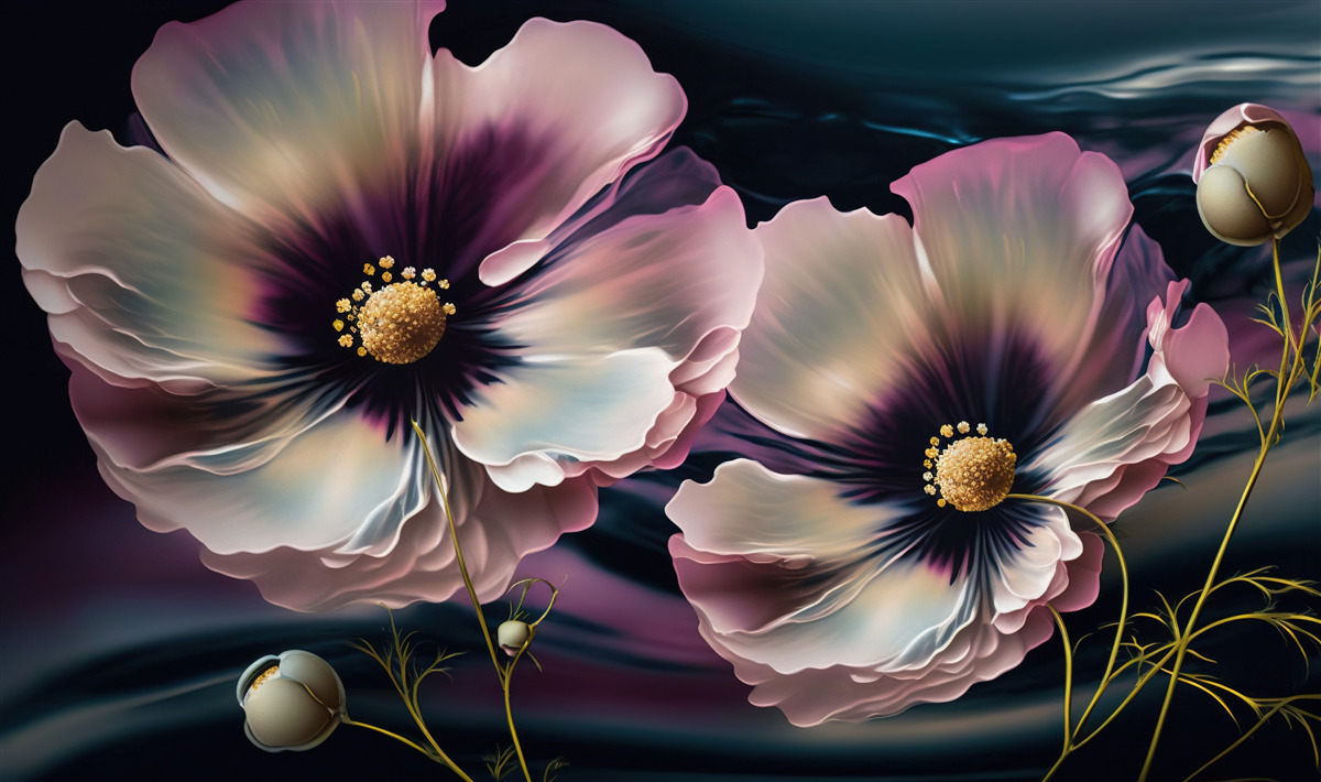 Fototapeta vietor kýve snehobiele a nádherné maky