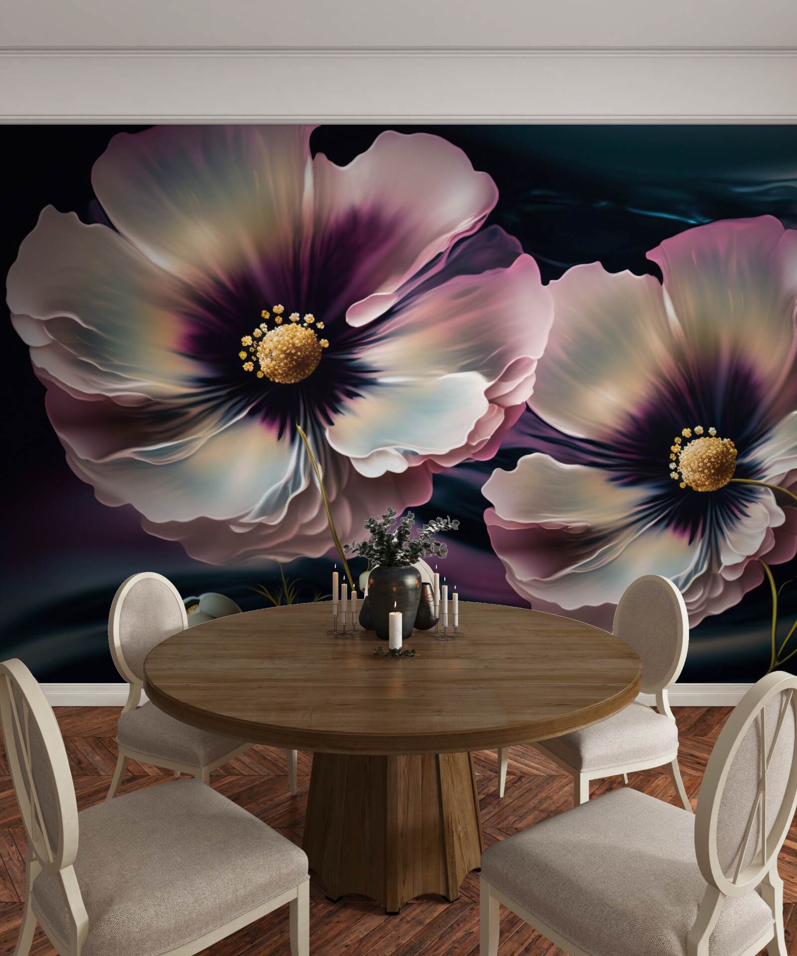 Fototapeta vietor kýve snehobiele a nádherné maky