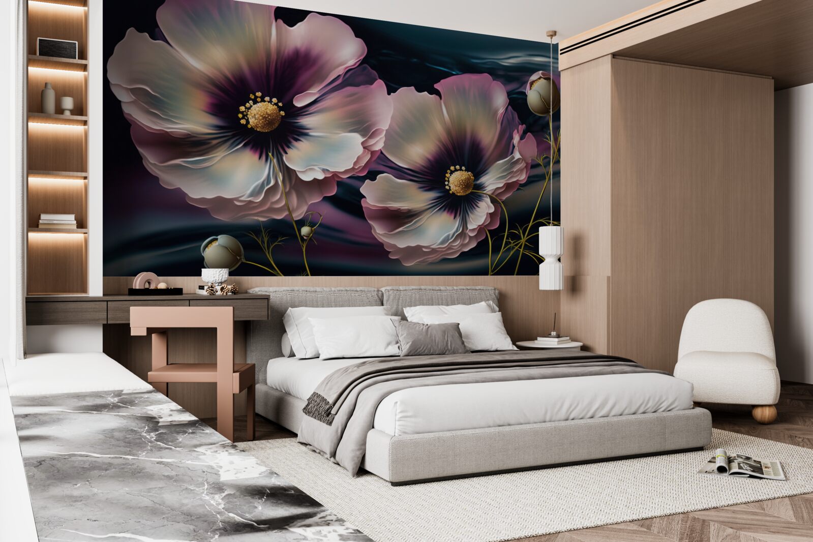 Fototapeta vietor kýve snehobiele a nádherné maky