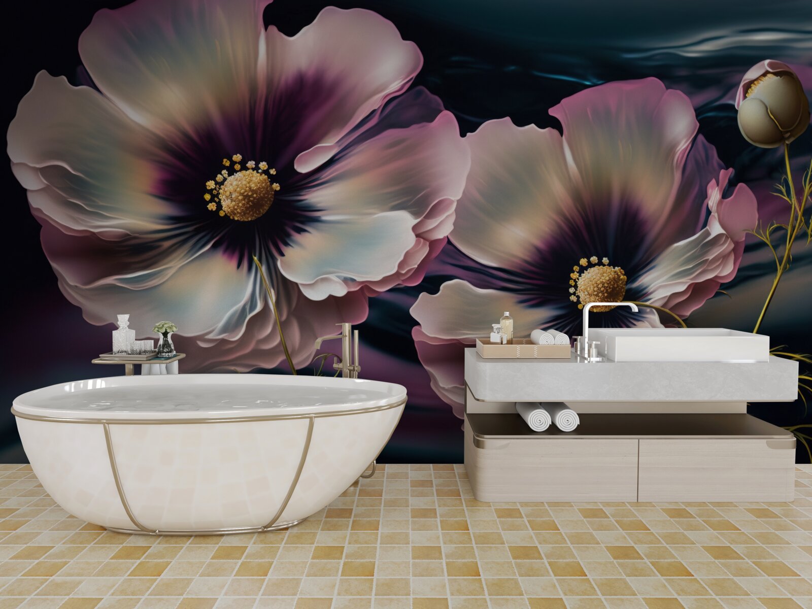 Fototapeta vietor kýve snehobiele a nádherné maky