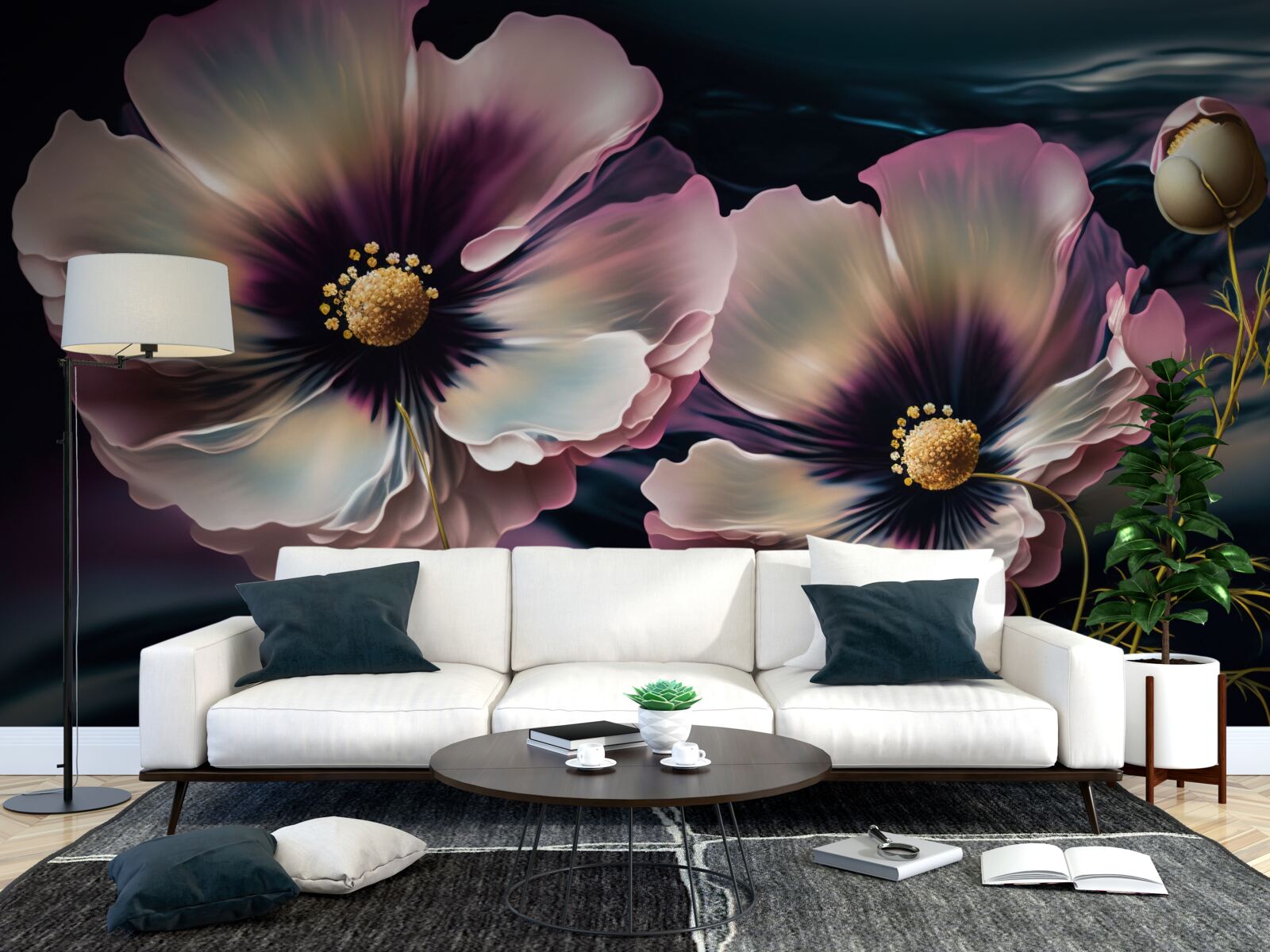 Fototapeta vietor kýve snehobiele a nádherné maky