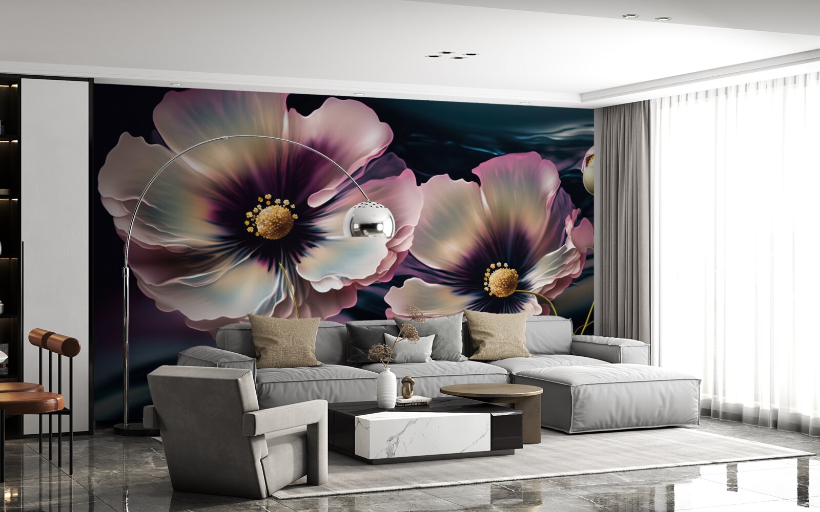 Fototapeta vietor kýve snehobiele a nádherné maky