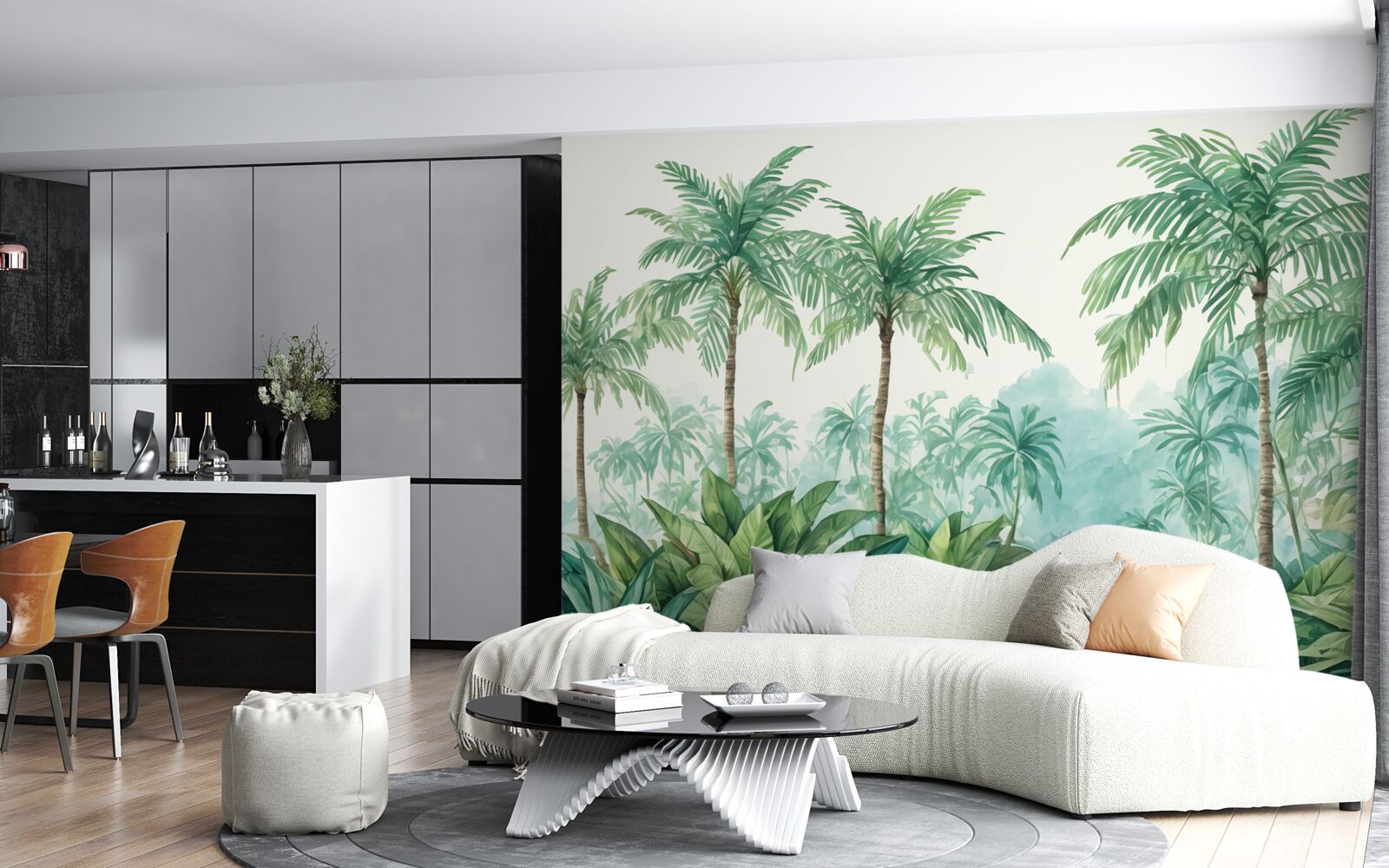 Fototapeta tropické palmy počas dažďa