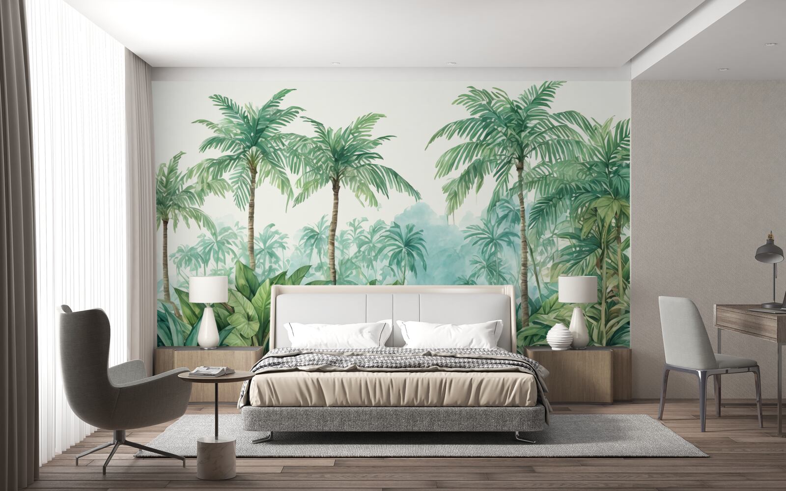 Fototapeta tropické palmy počas dažďa