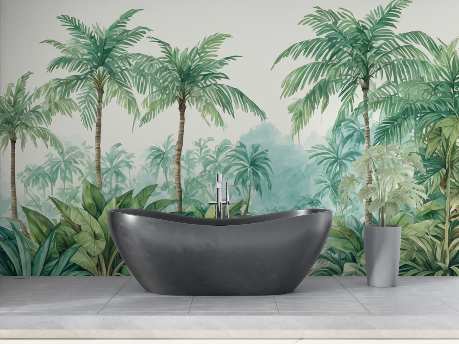 Fototapeta tropické palmy počas dažďa