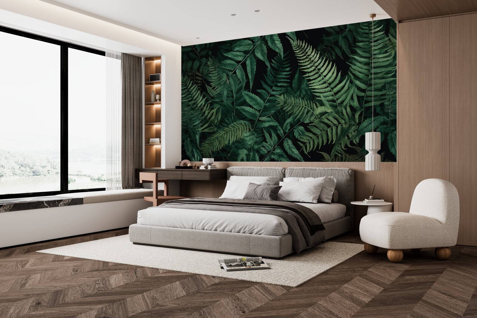 Fototapeta V noci sa okvetné lístky papradia ľahko kývajú