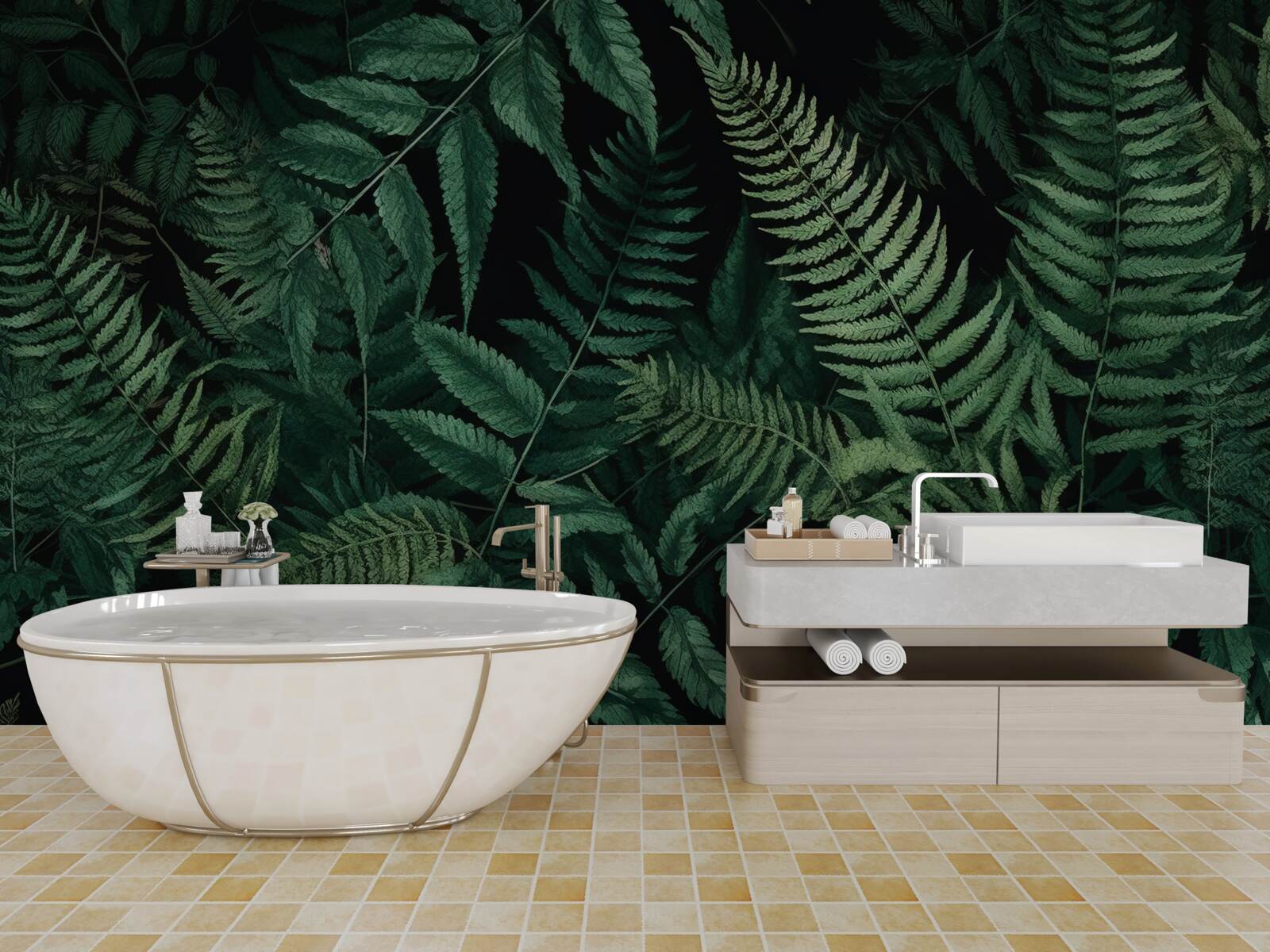 Fototapeta V noci sa okvetné lístky papradia ľahko kývajú