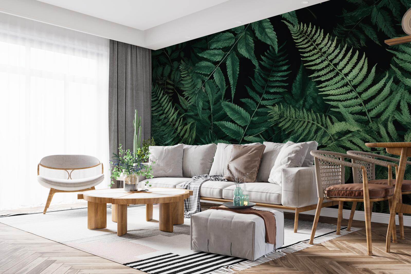 Fototapeta V noci sa okvetné lístky papradia ľahko kývajú