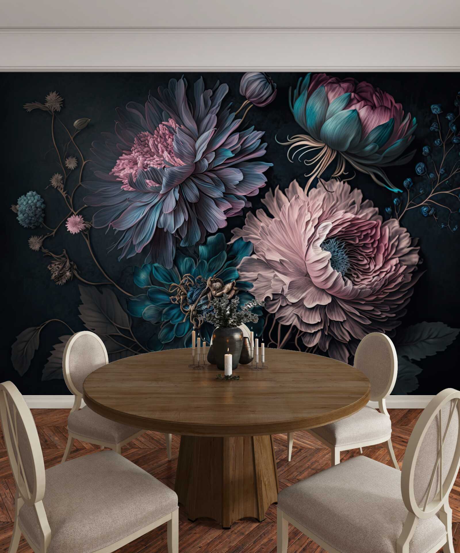 Fototapeta tropické kvety kvitnúce na tmavom pozadí