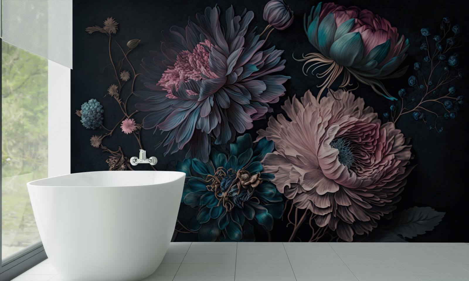 Fototapeta tropické kvety kvitnúce na tmavom pozadí