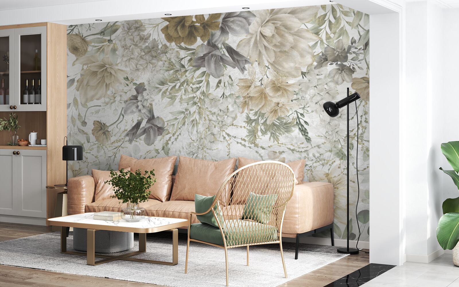 Fototapeta koncept vytvorený z jesenných listov a kvetov