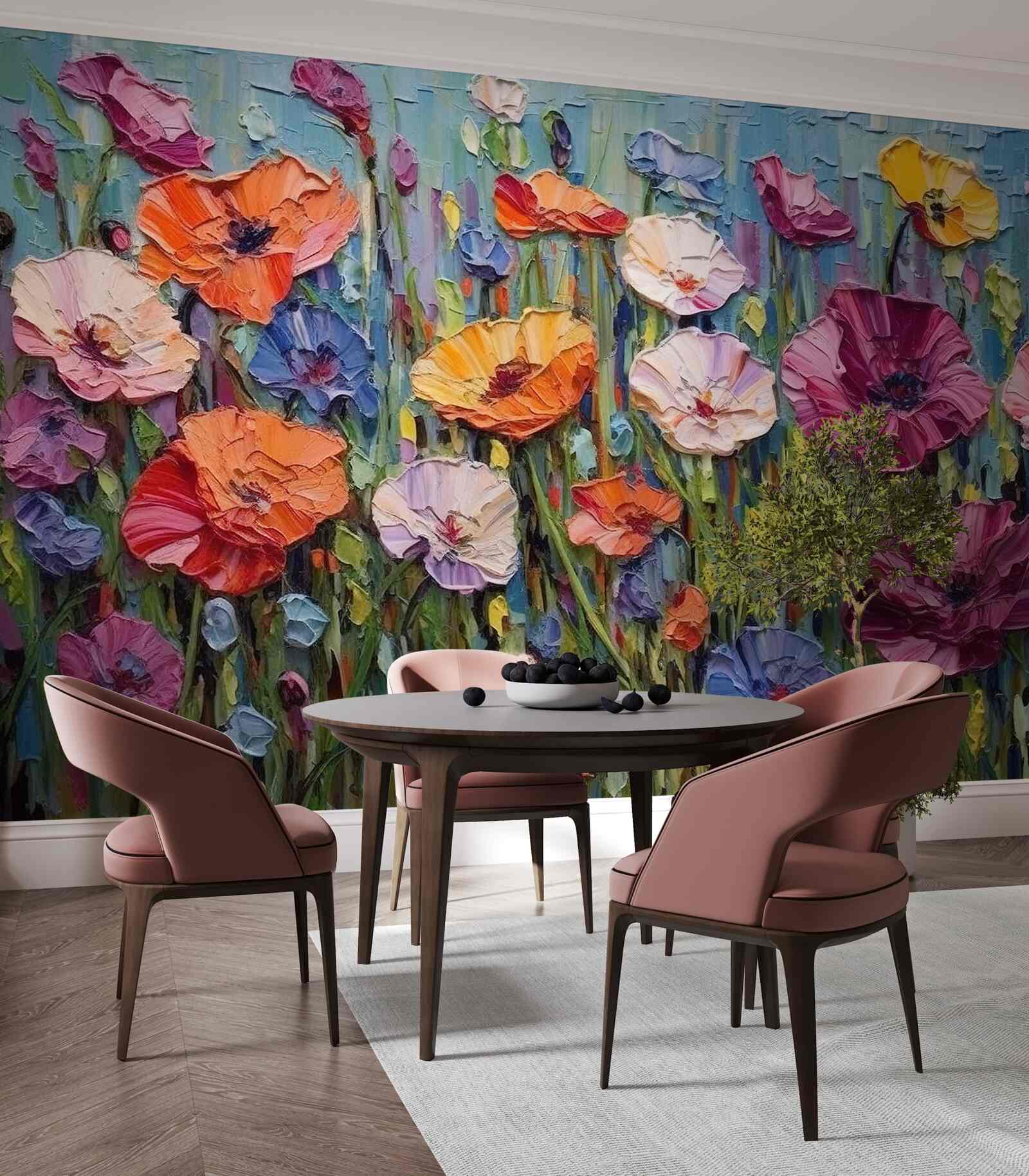 Fototapeta letné kvety na poli pod nebom