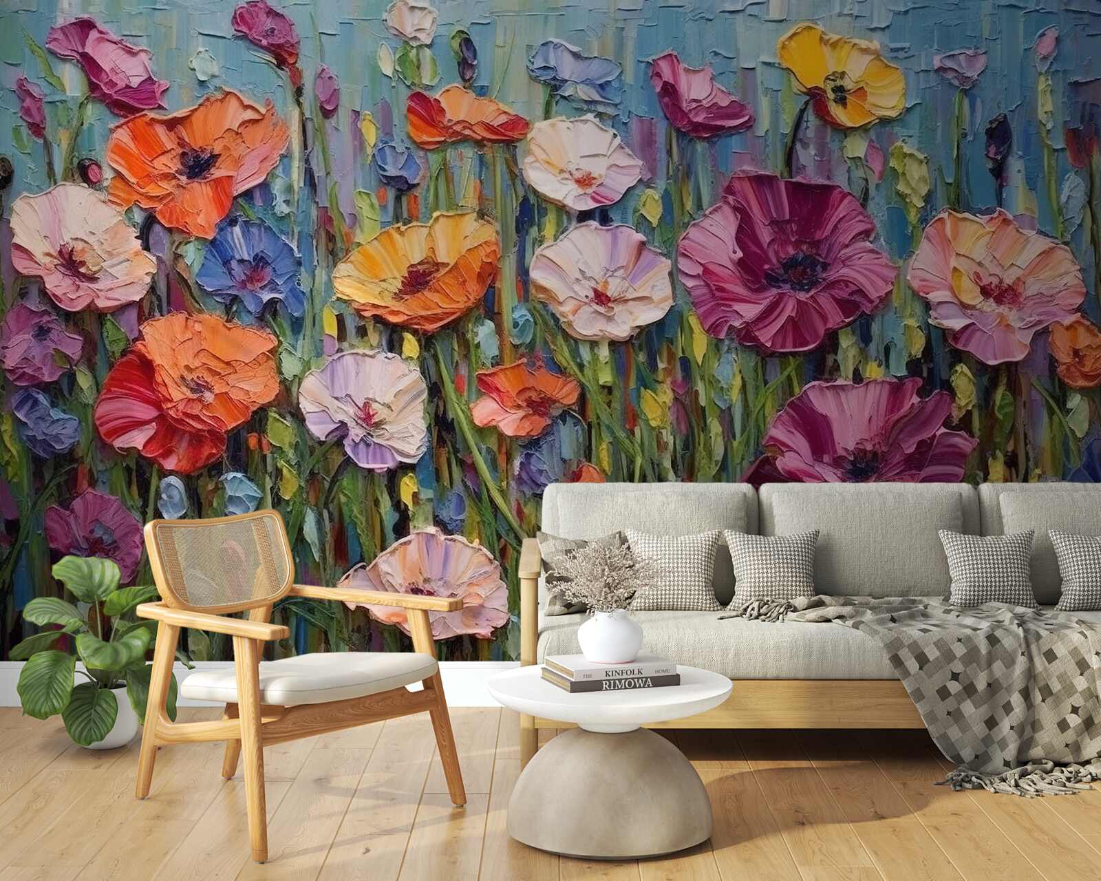 Fototapeta letné kvety na poli pod nebom