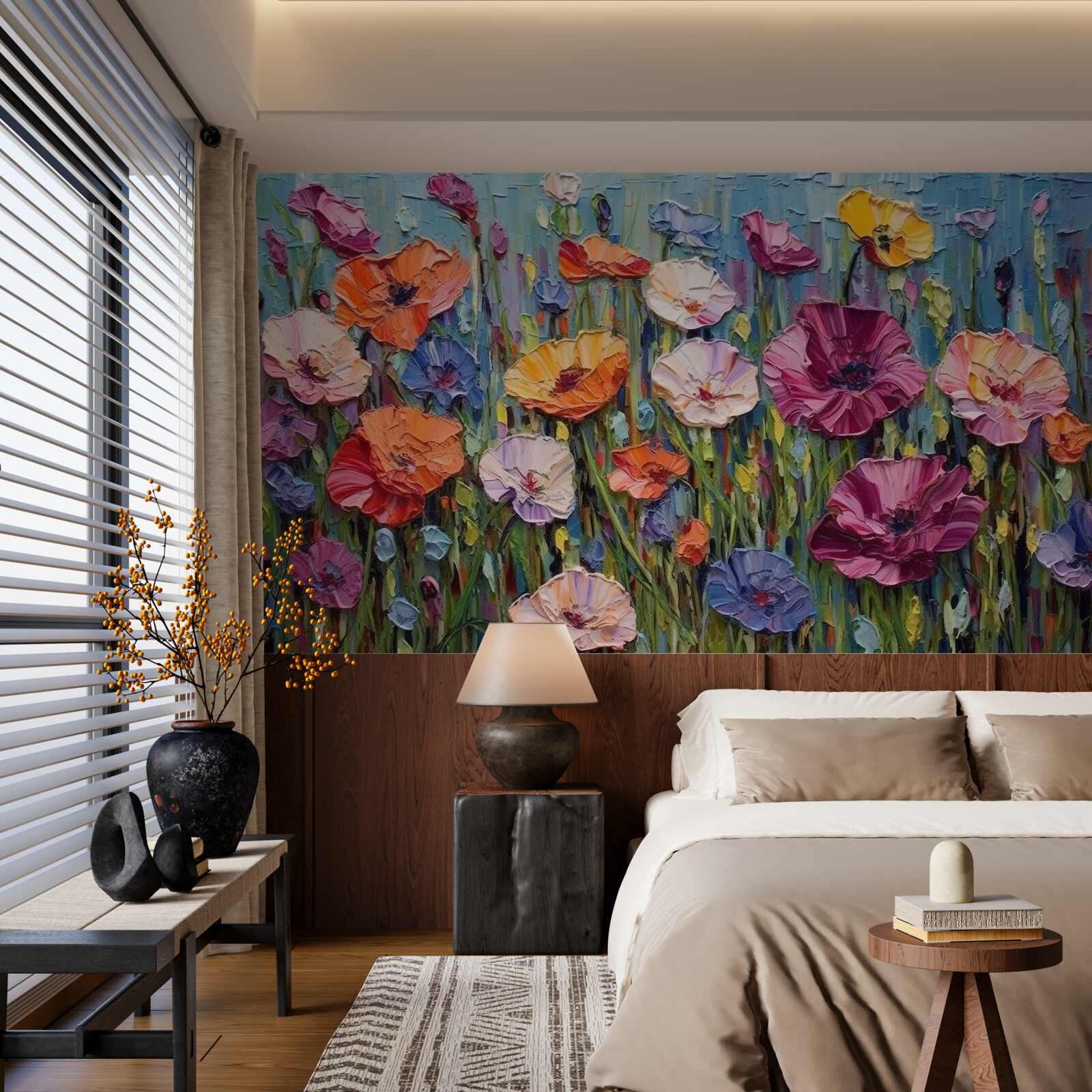 Fototapeta letné kvety na poli pod nebom