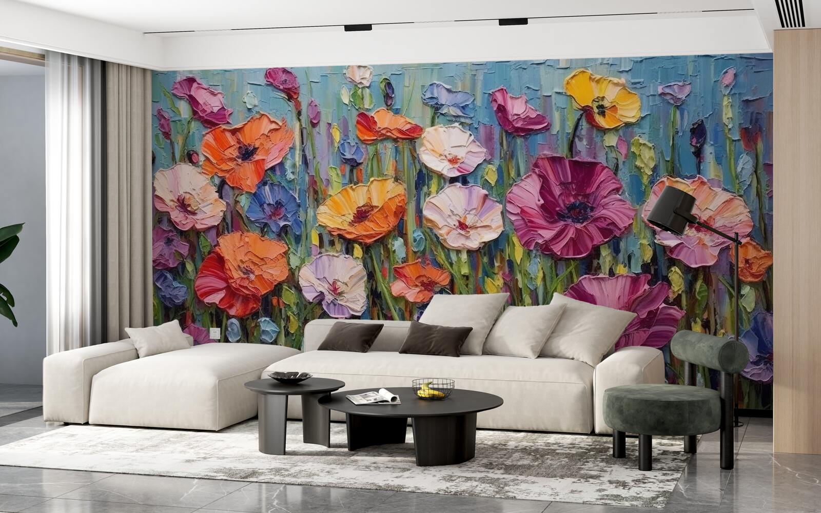 Fototapeta letné kvety na poli pod nebom