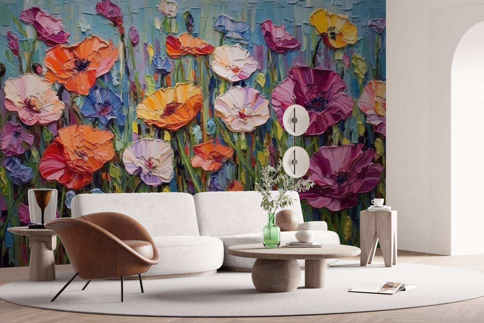 Fototapeta letné kvety na poli pod nebom