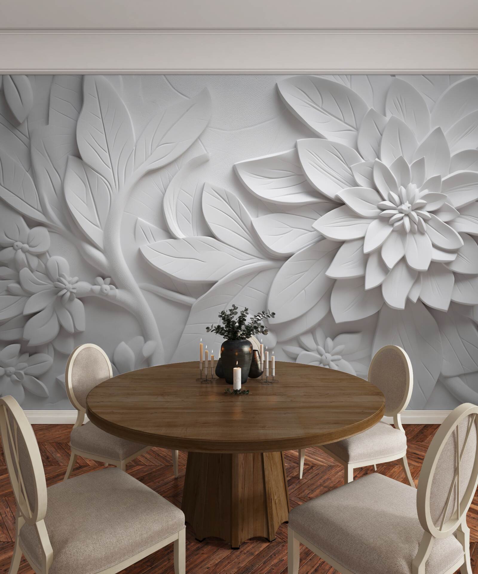 Fototapeta textúrované biele kvety