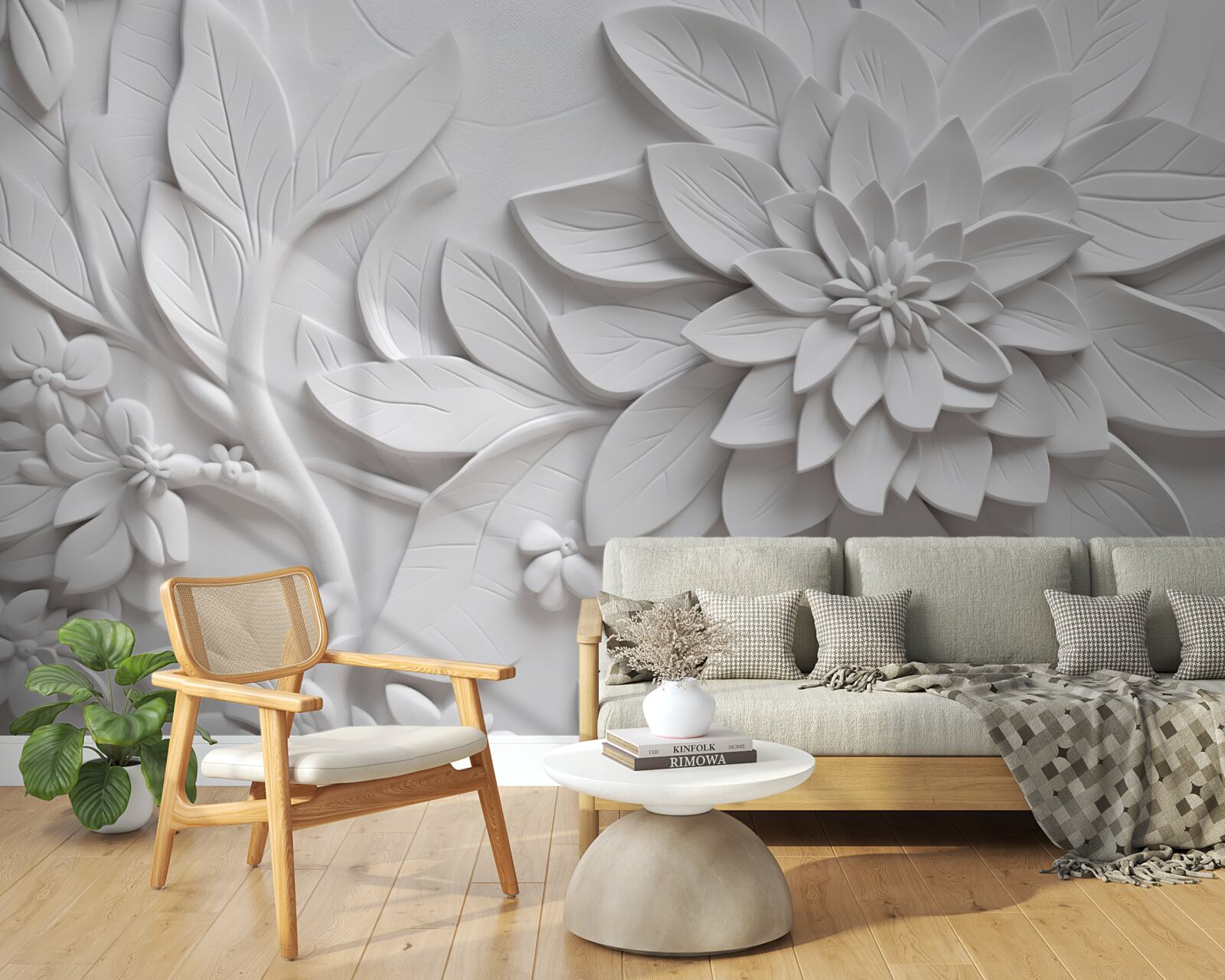 Fototapeta textúrované biele kvety