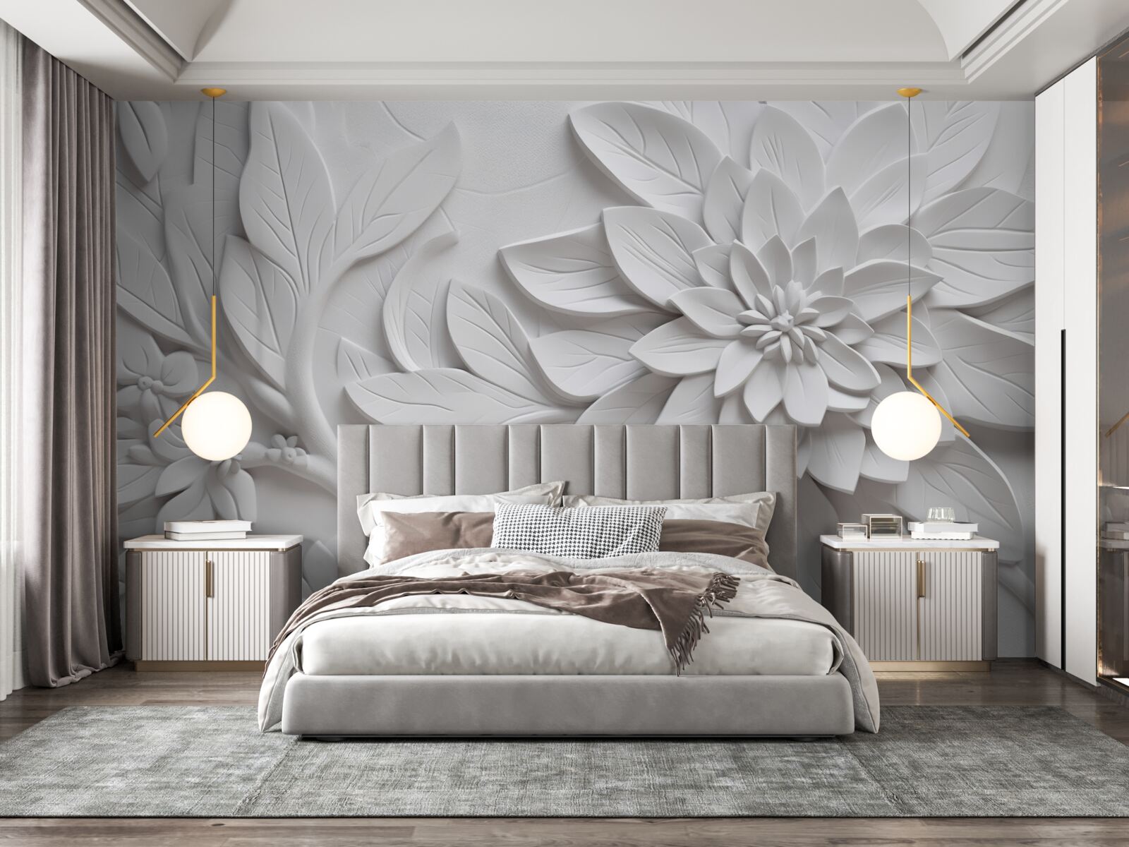 Fototapeta textúrované biele kvety