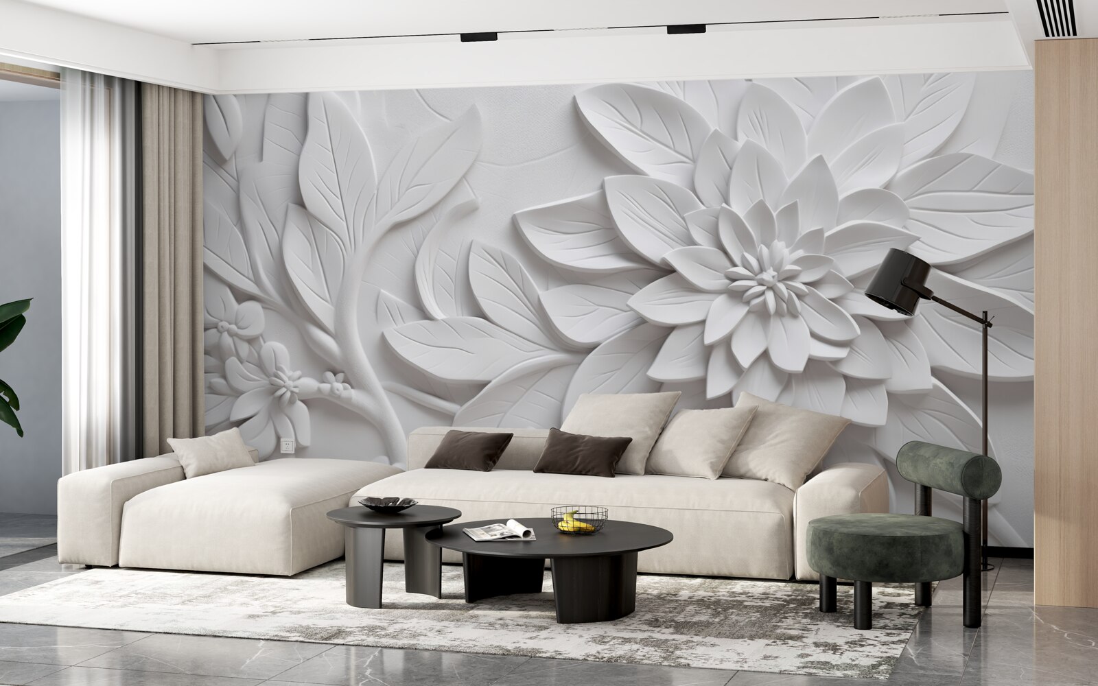 Fototapeta textúrované biele kvety