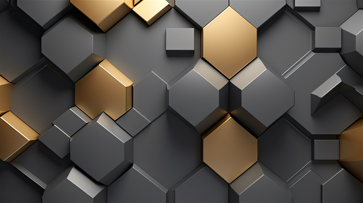 Fototapeta geometrické tvary v čiernej a zlatej farbe