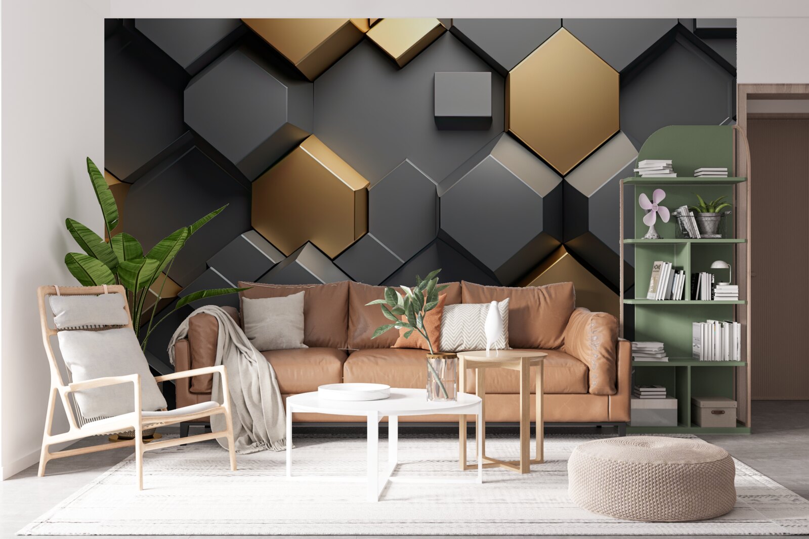 Fototapeta geometrické tvary v čiernej a zlatej farbe