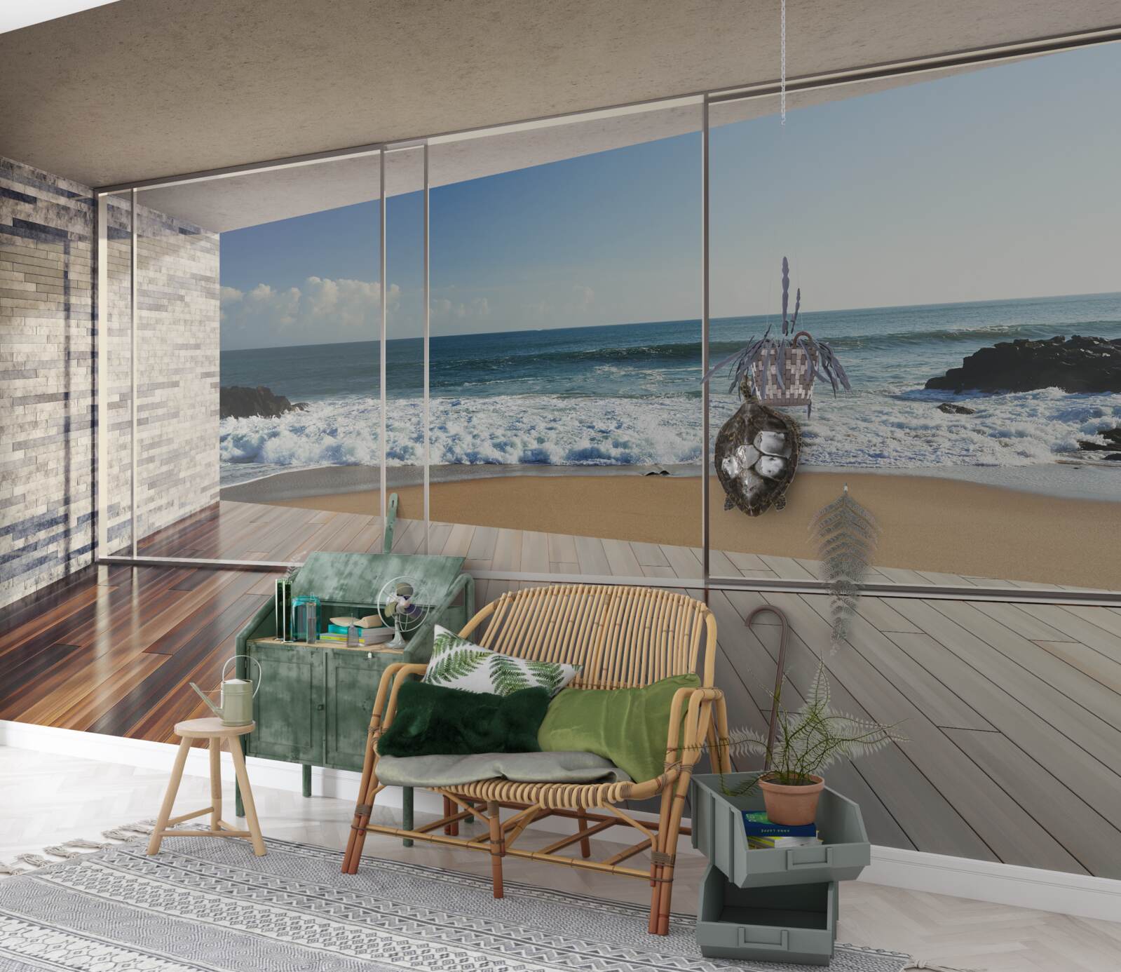 Fototapeta panoramatické okná ponúkajú nádherný výhľad na more