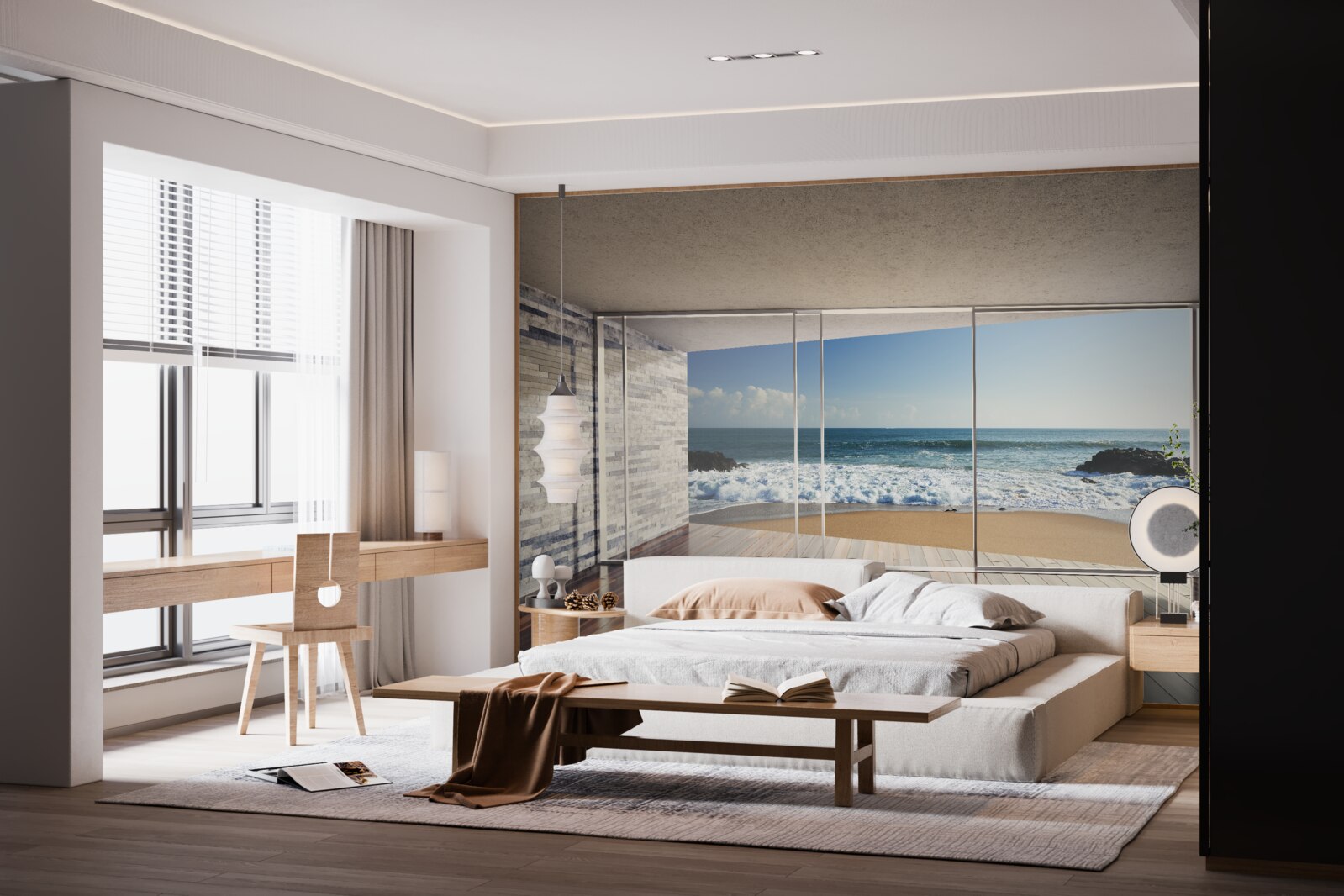 Fototapeta panoramatické okná ponúkajú nádherný výhľad na more