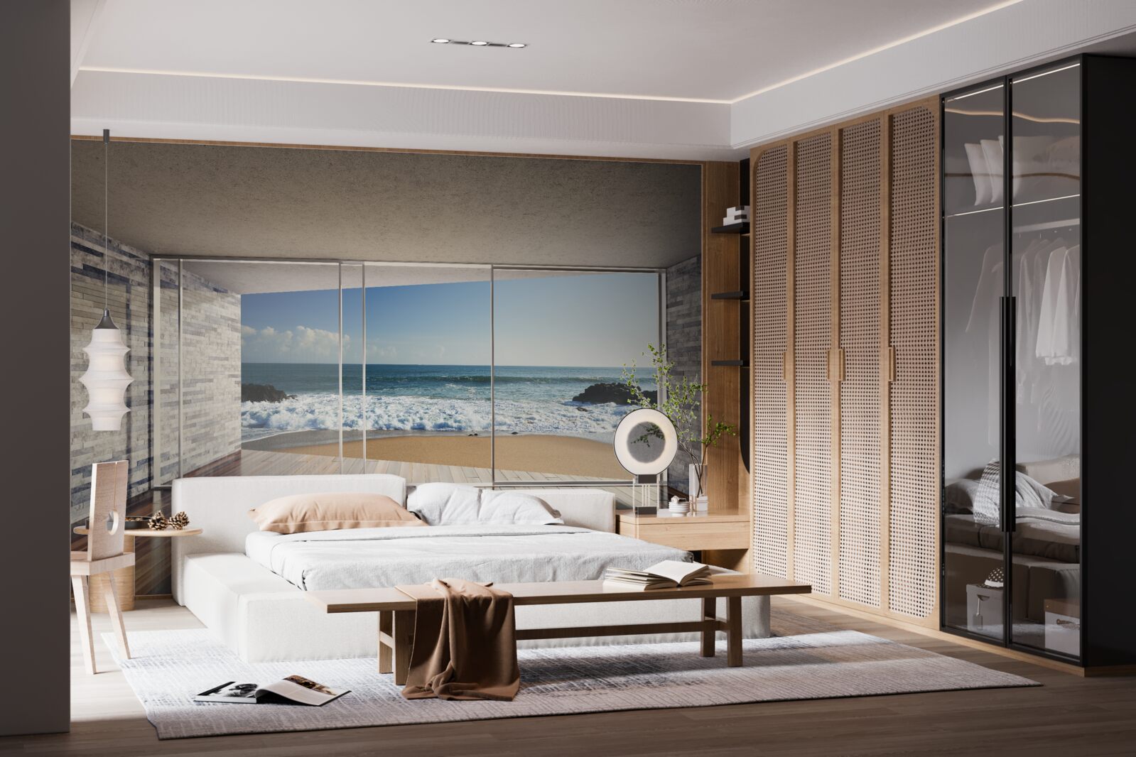 Fototapeta panoramatické okná ponúkajú nádherný výhľad na more