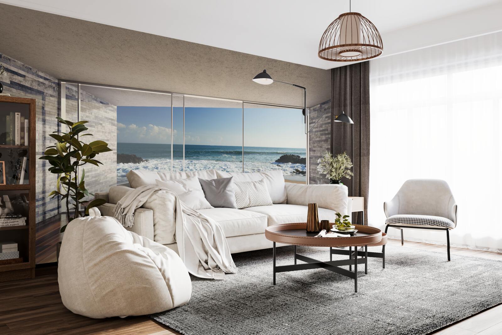 Fototapeta panoramatické okná ponúkajú nádherný výhľad na more