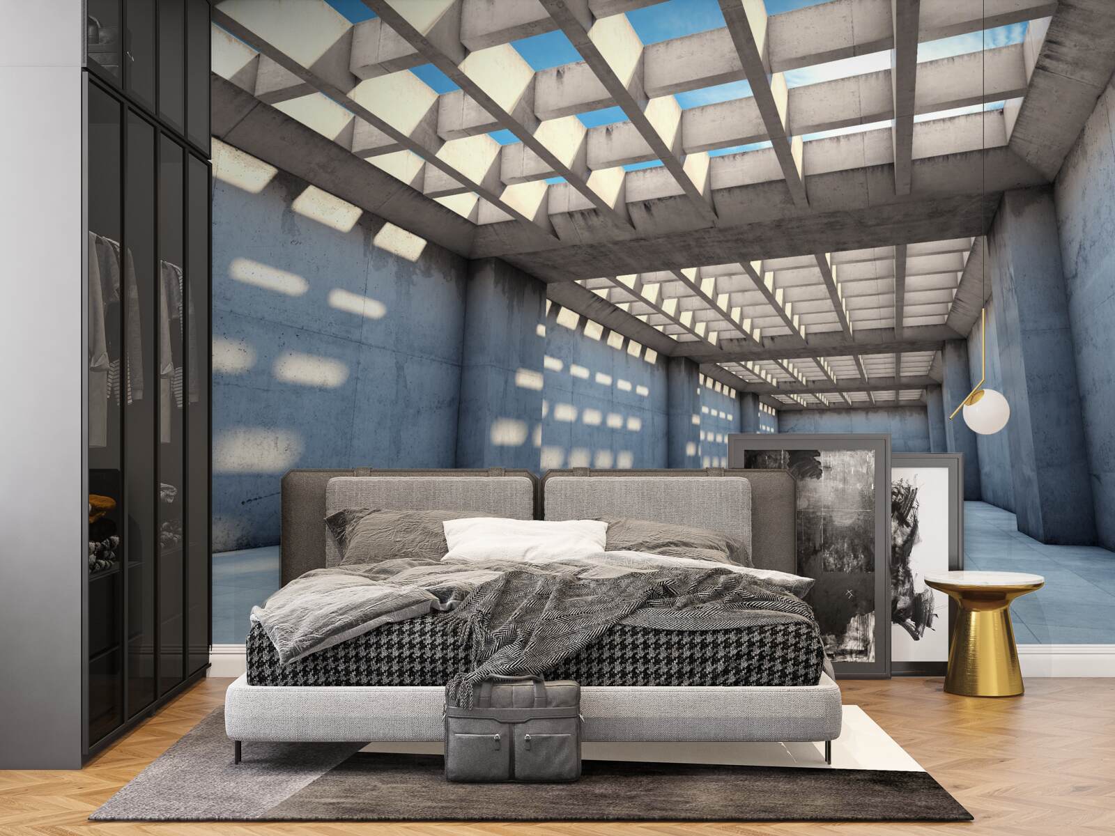 Fototapeta svetlom presvetlená sála so stropom z priehľadného dreva